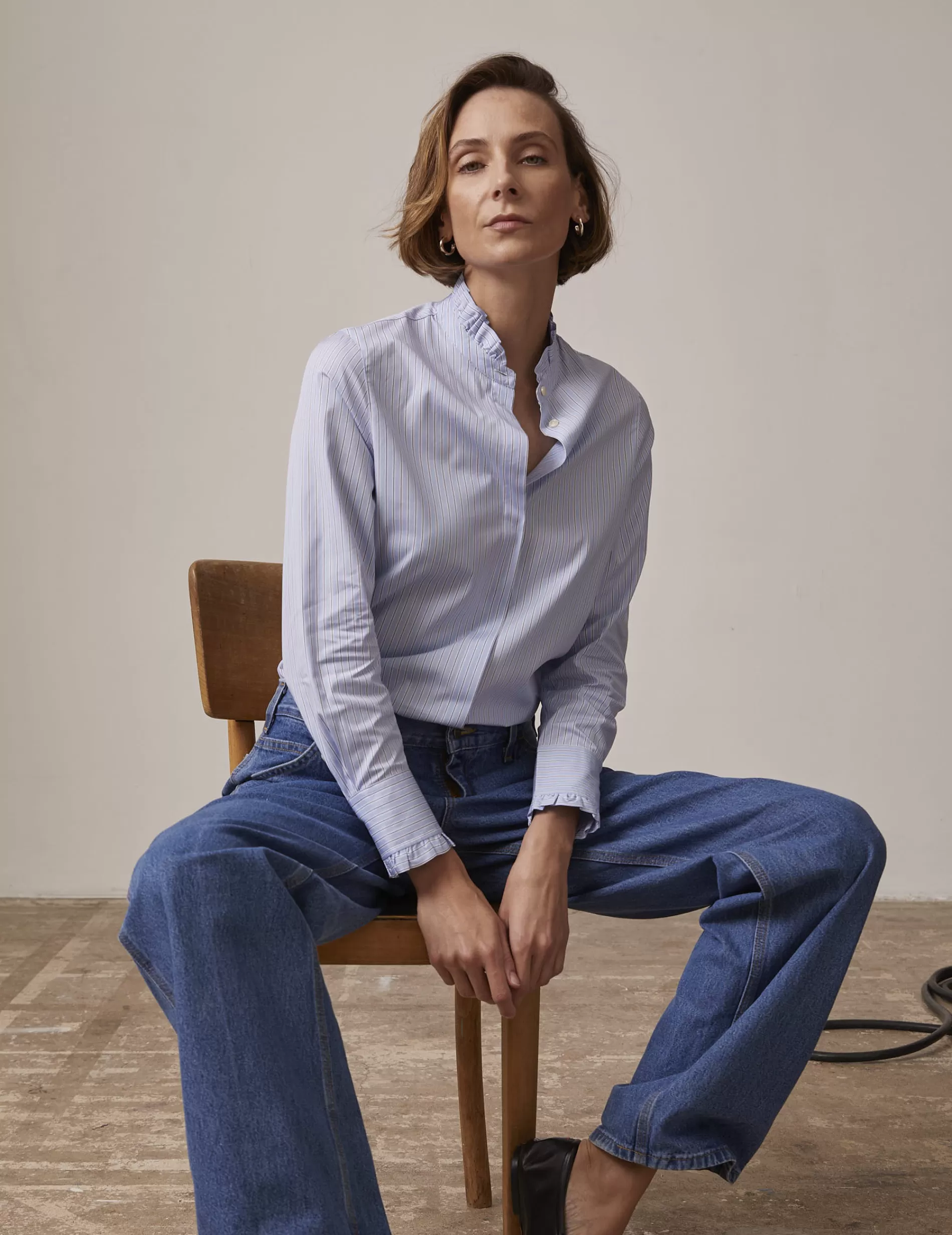 Figaret Paris Colors And Patterns·Stripe Shirts | Colors And Patterns·Blue Shirts | Chemise Louison Gorge Cachée Rayée e Bleu