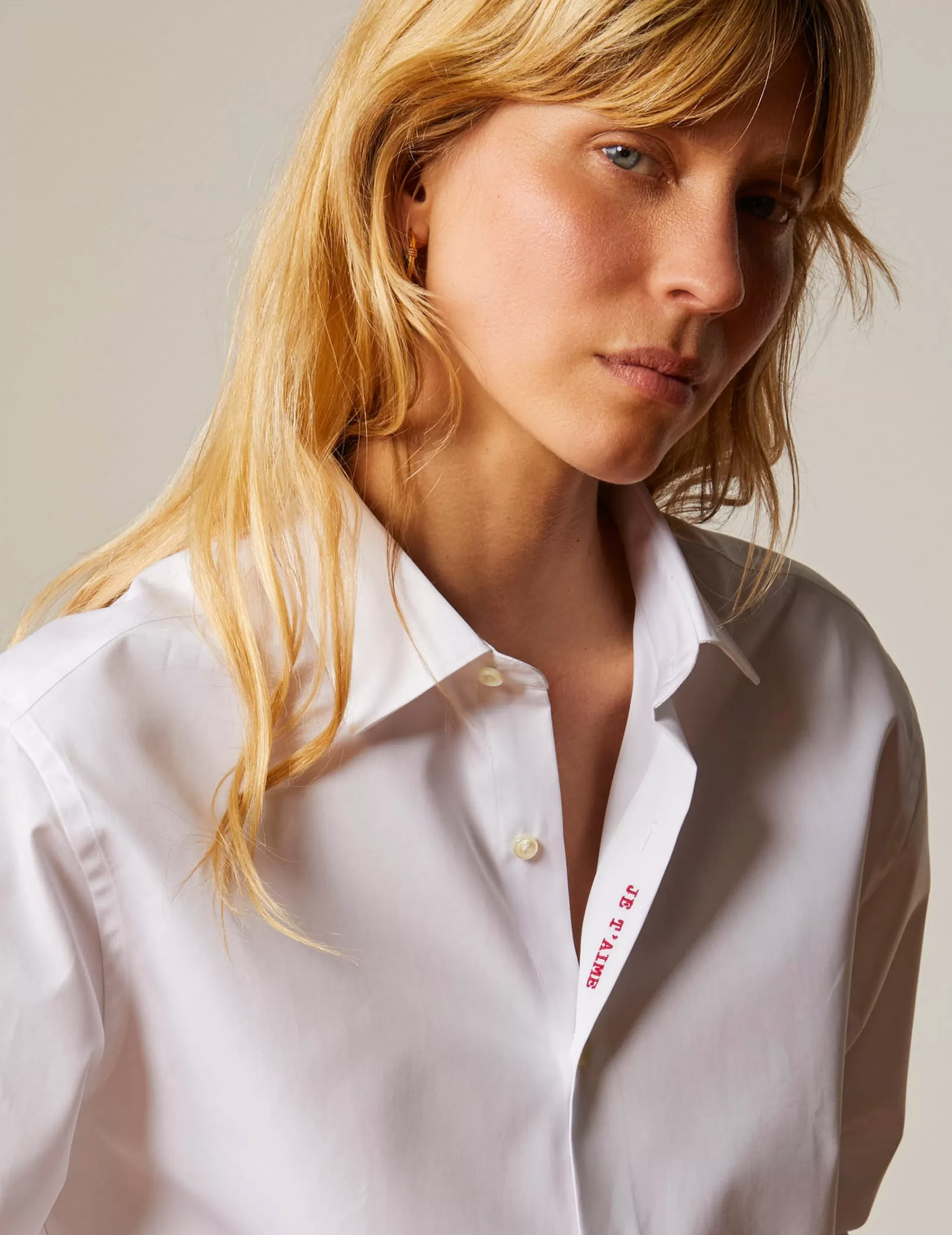 Figaret Paris Colors And Patterns·Plain Shirts | Colors And Patterns·White Shirts | Chemise Mixte "Je T'aime" Blanche
