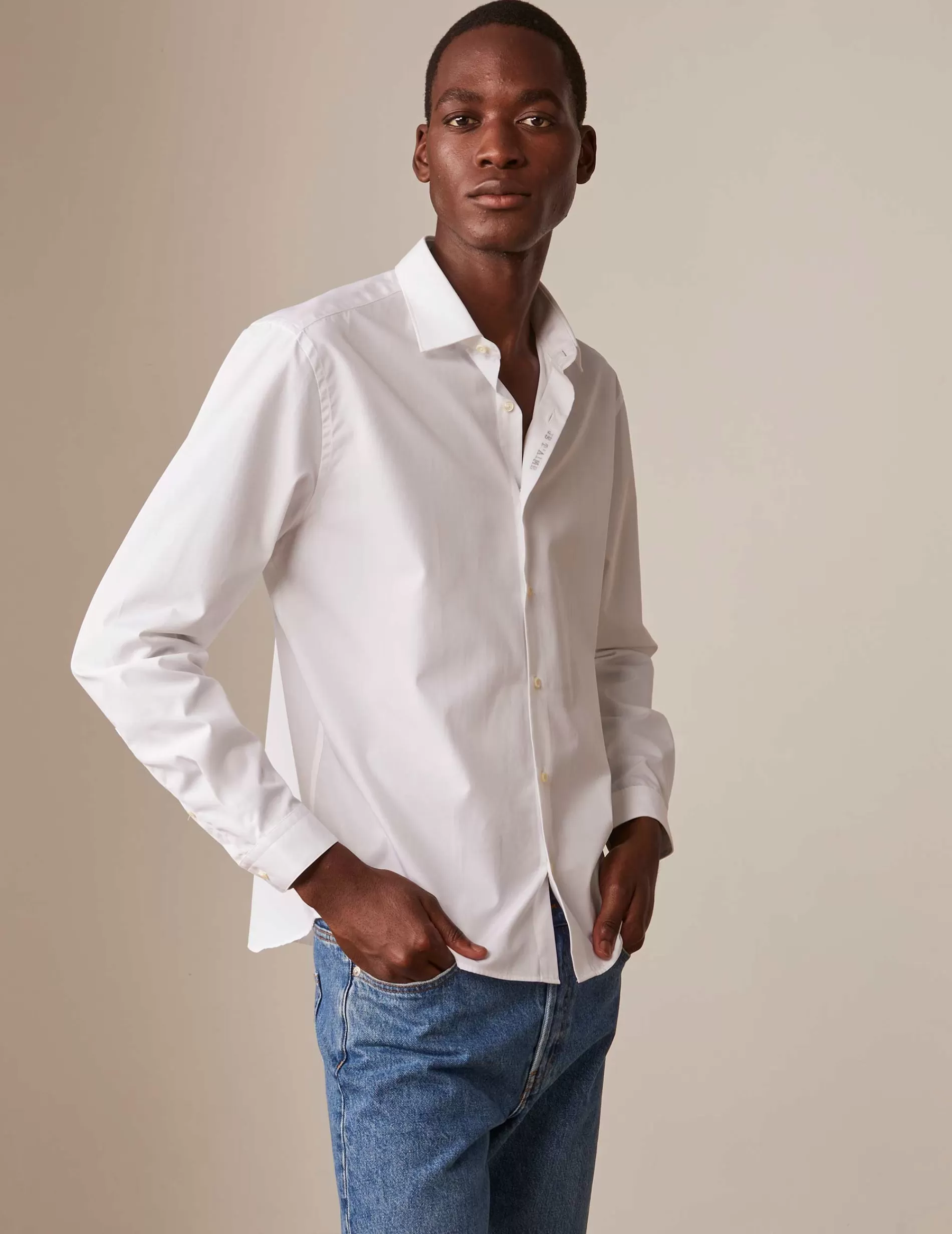Figaret Paris Colors And Patterns·Plain Shirts | Colors And Patterns·White Shirts | Chemise Mixte "Je T'aime" Blanche