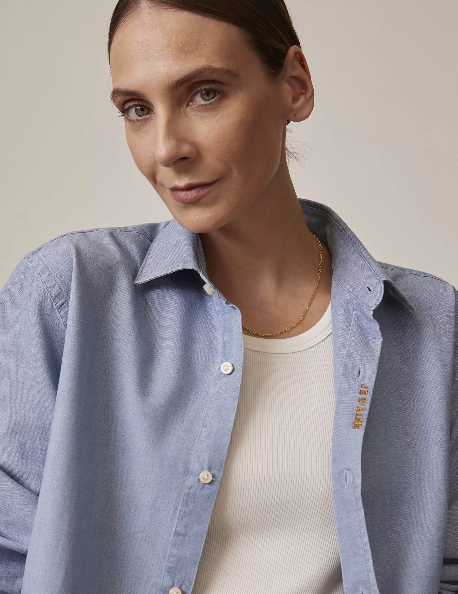 Figaret Paris Colors And Patterns·Plain Shirts | Colors And Patterns·Blue Shirts | Chemise Mixte "Je T'aime" Bleu