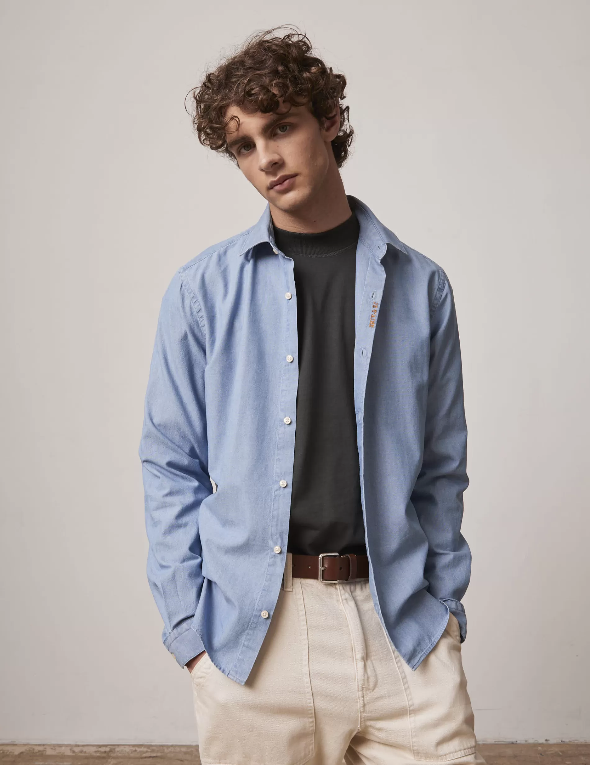 Figaret Paris Colors And Patterns·Plain Shirts | Colors And Patterns·Blue Shirts | Chemise Mixte "Je T'aime" Bleu