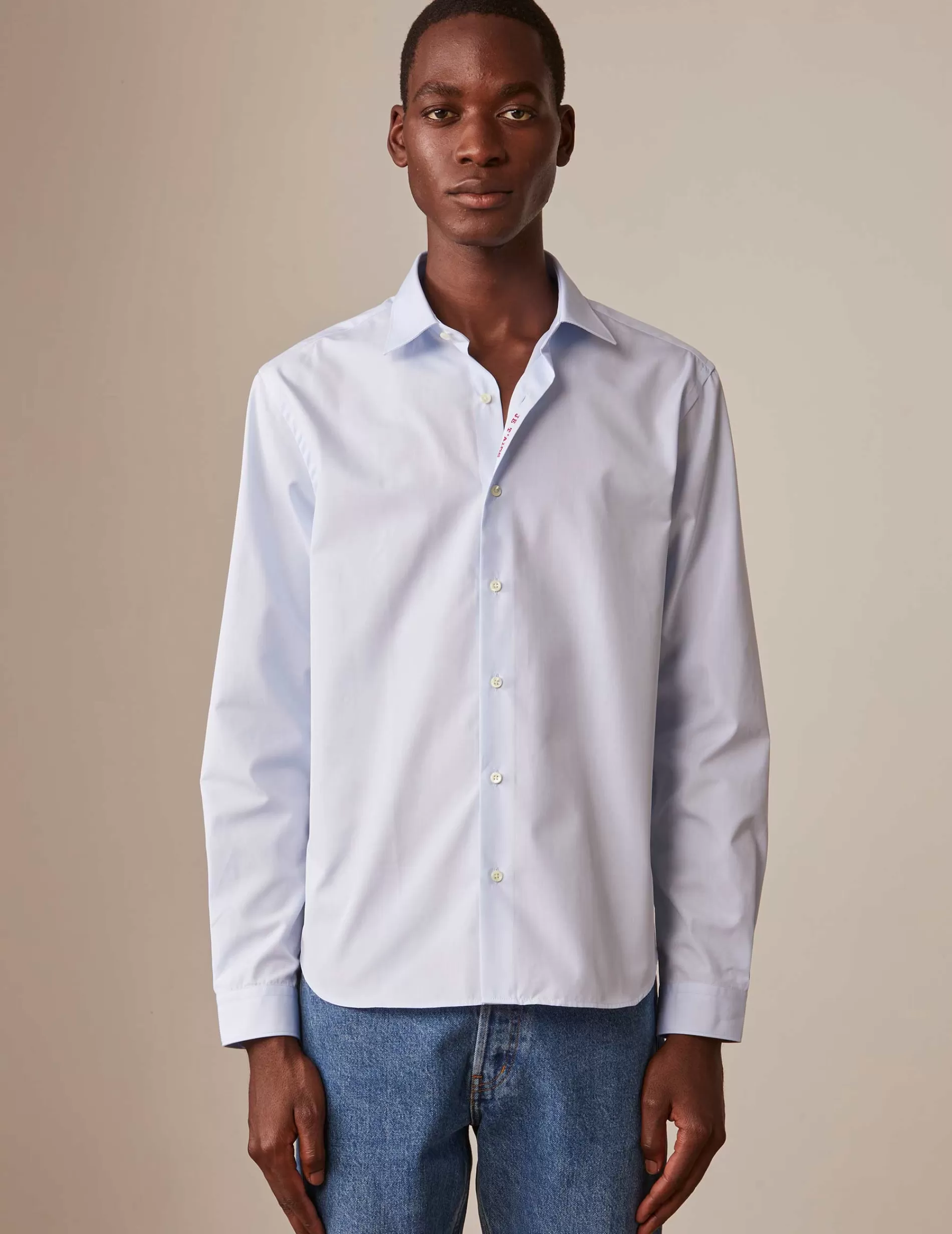 Figaret Paris Colors And Patterns·Plain Shirts | Colors And Patterns·Blue Shirts | Chemise Mixte "Je T'aime" Bleue