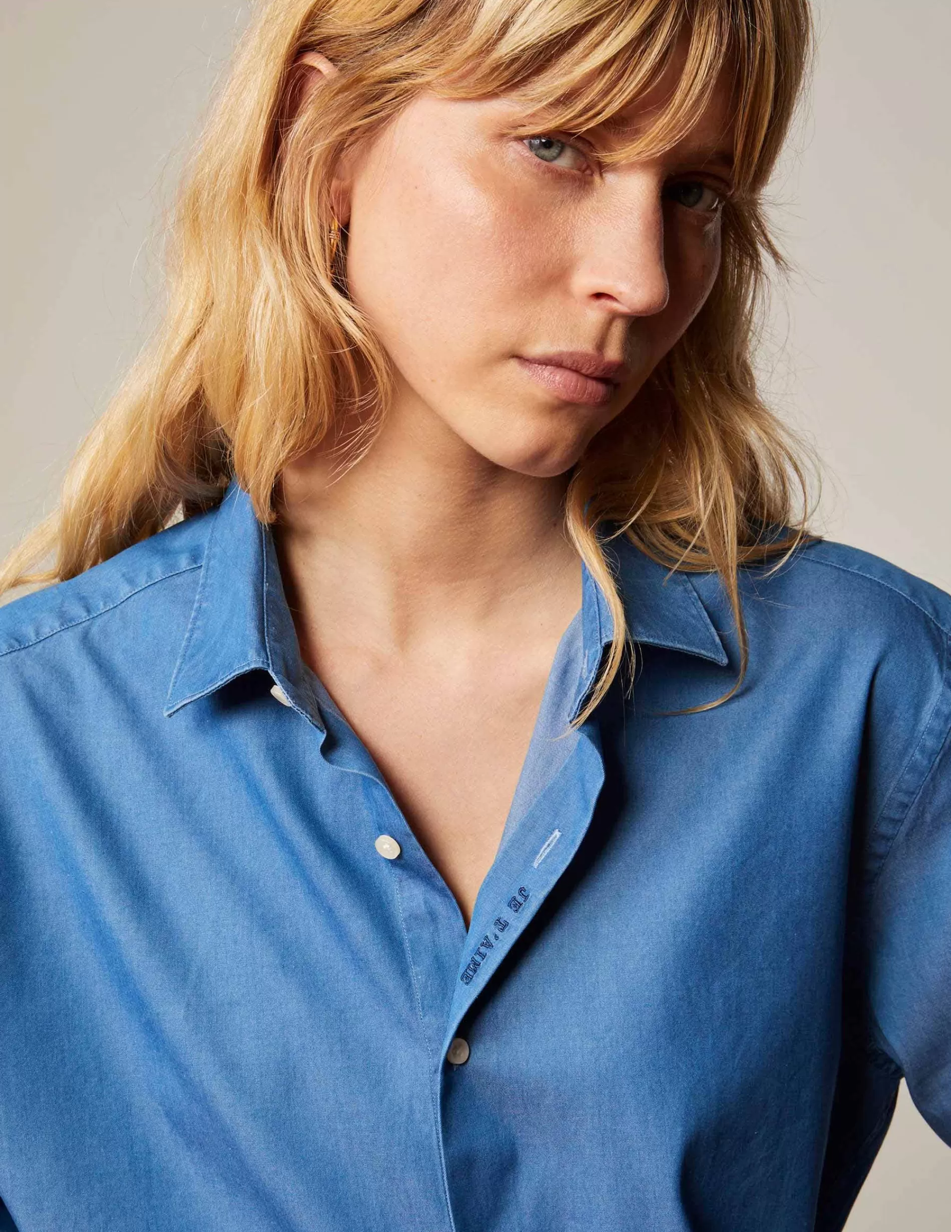 Figaret Paris Colors And Patterns·Plain Shirts | Fabrics·Cotton Shirts | Chemise Mixte "Je T'aime" En Denim