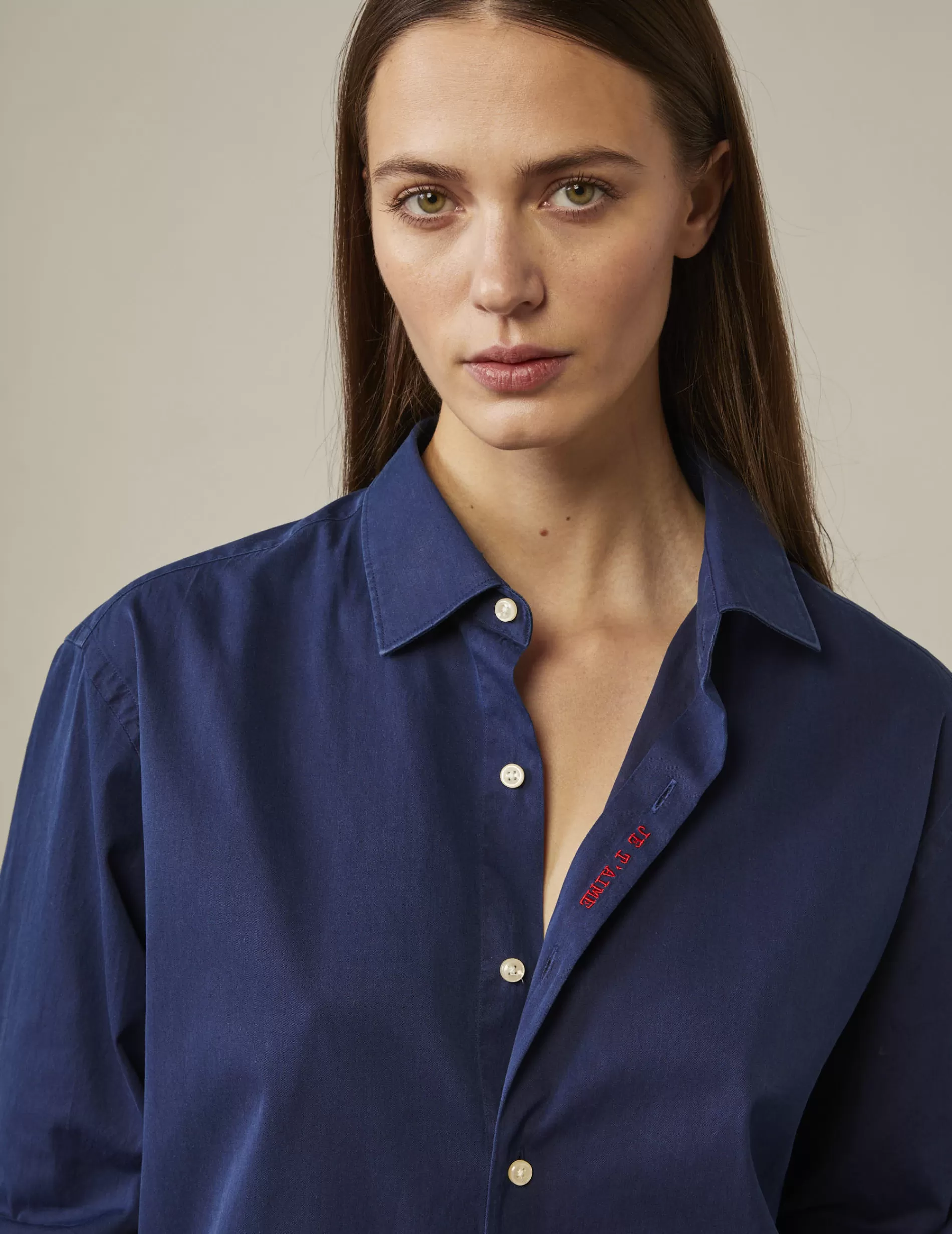 Figaret Paris Colors And Patterns·Plain Shirts | Fabrics·Denim Shirts | Chemise Mixte "Je T'aime" En Denim