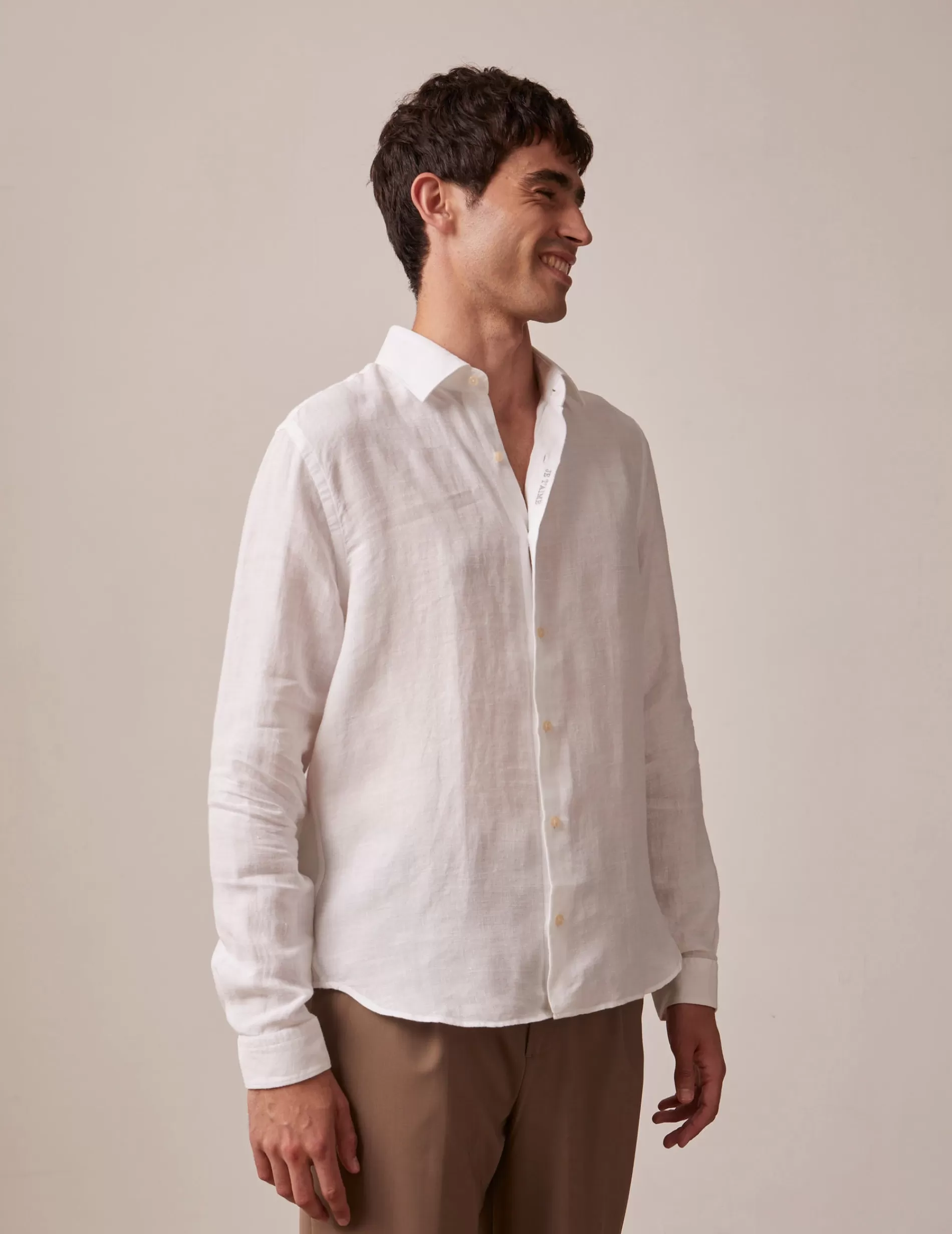 Figaret Paris Colors And Patterns·Plain Shirts | Curation·Je T'Aime Shirts | Chemise Mixte "Je T'aime" En Lin Blanc