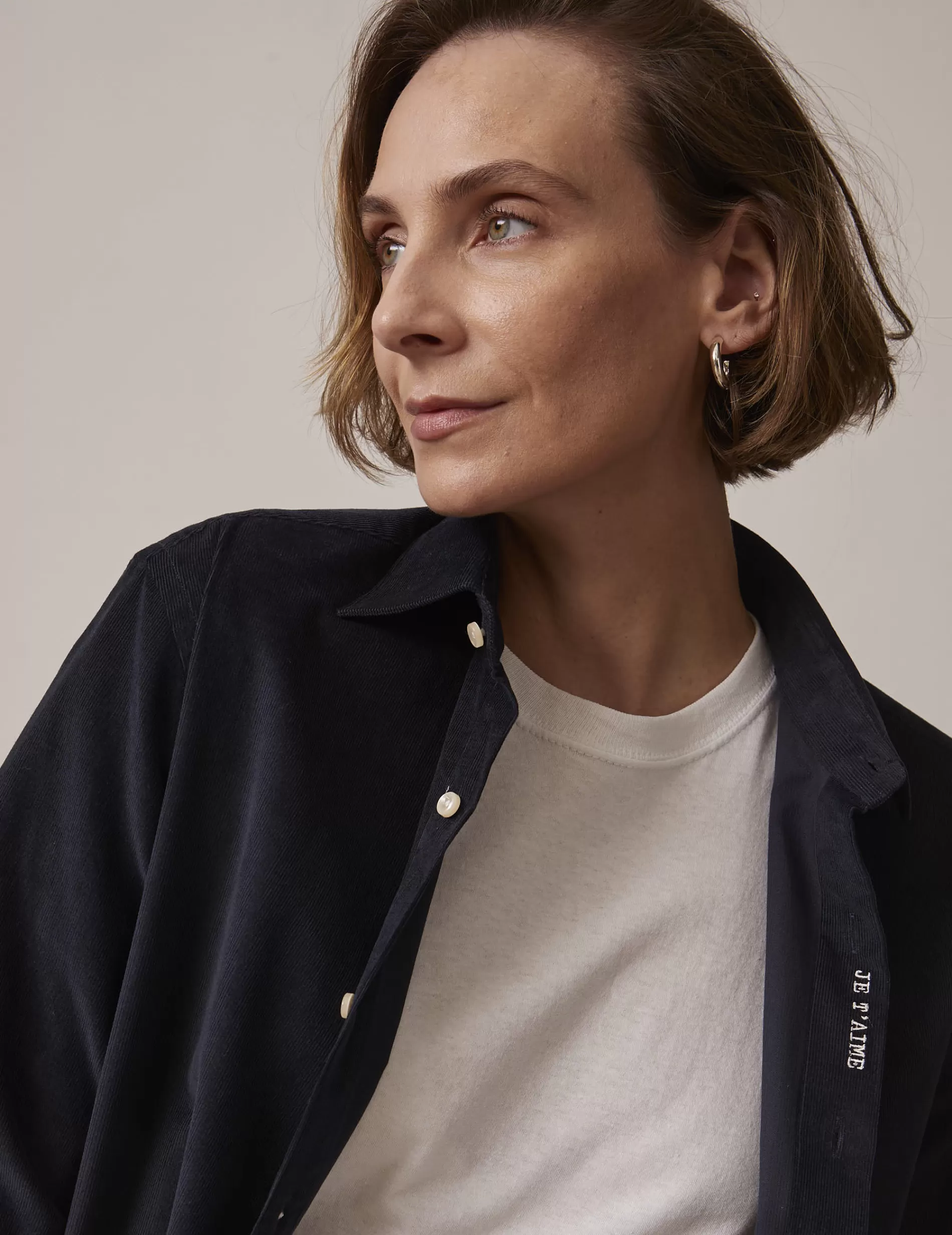 Figaret Paris Colors And Patterns·Plain Shirts | Fabrics·Cotton Shirts | Chemise Mixte "Je T'aime" Marine