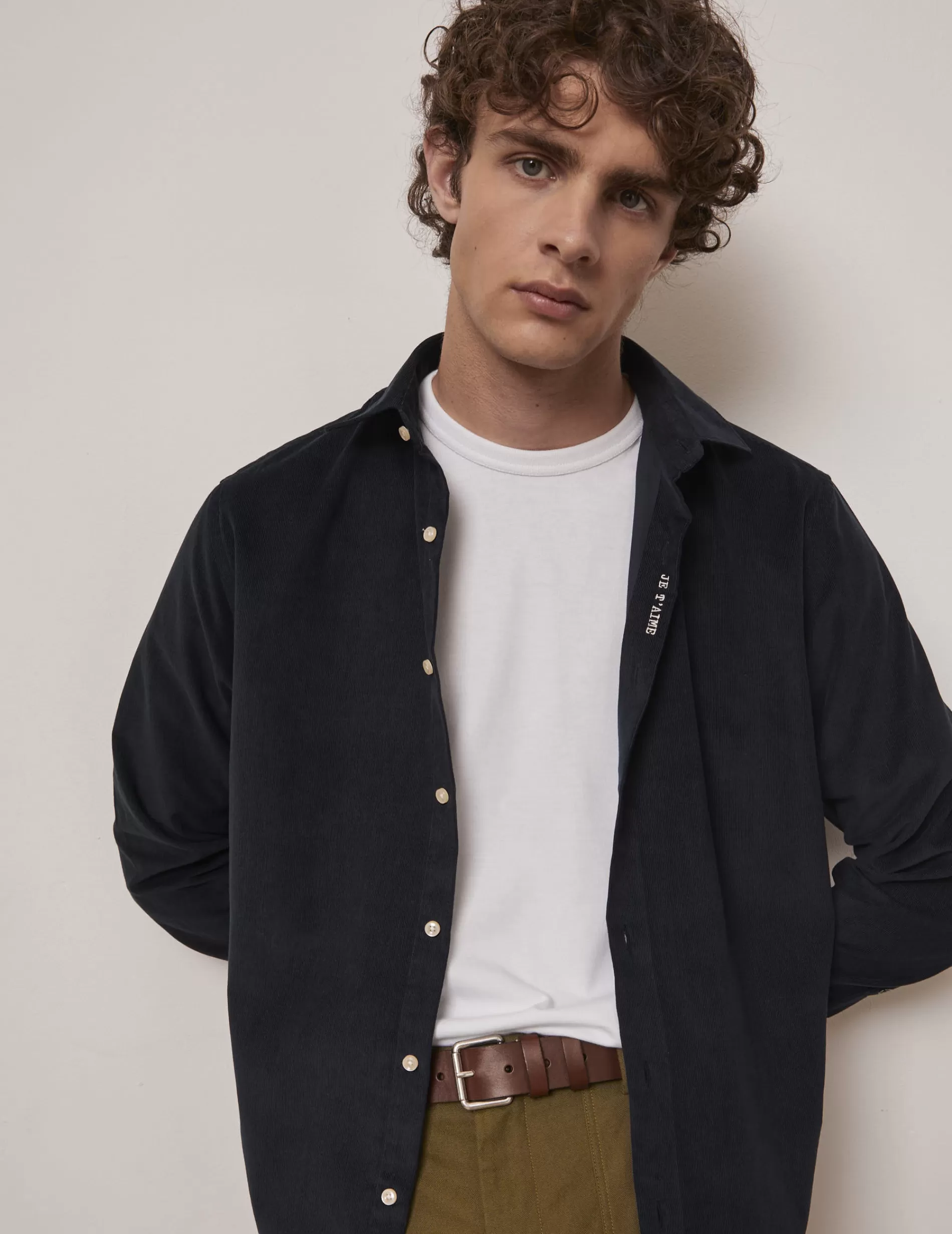 Figaret Paris Colors And Patterns·Plain Shirts | Fabrics·Cotton Shirts | Chemise Mixte "Je T'aime" Marine