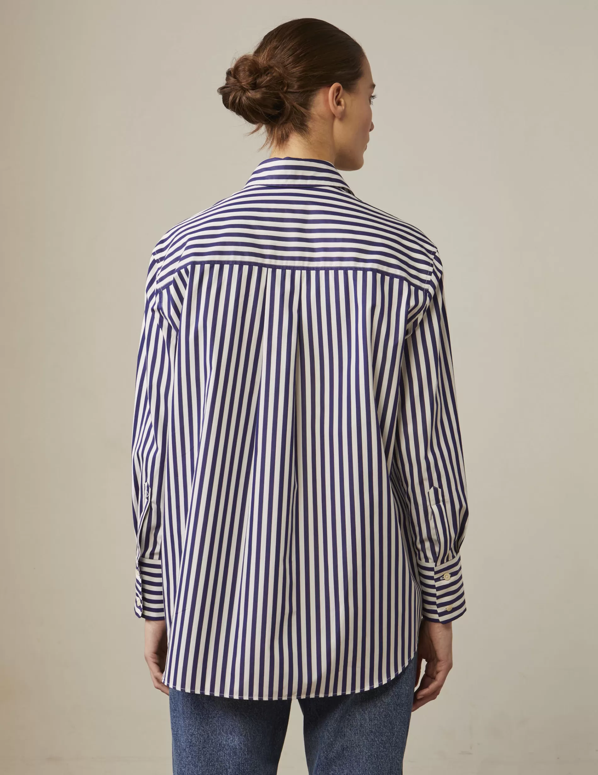 Figaret Paris Colors And Patterns·Stripe Shirts | Fabrics·Cotton Shirts | Chemise Oversize Mathilde Rayée Bleue