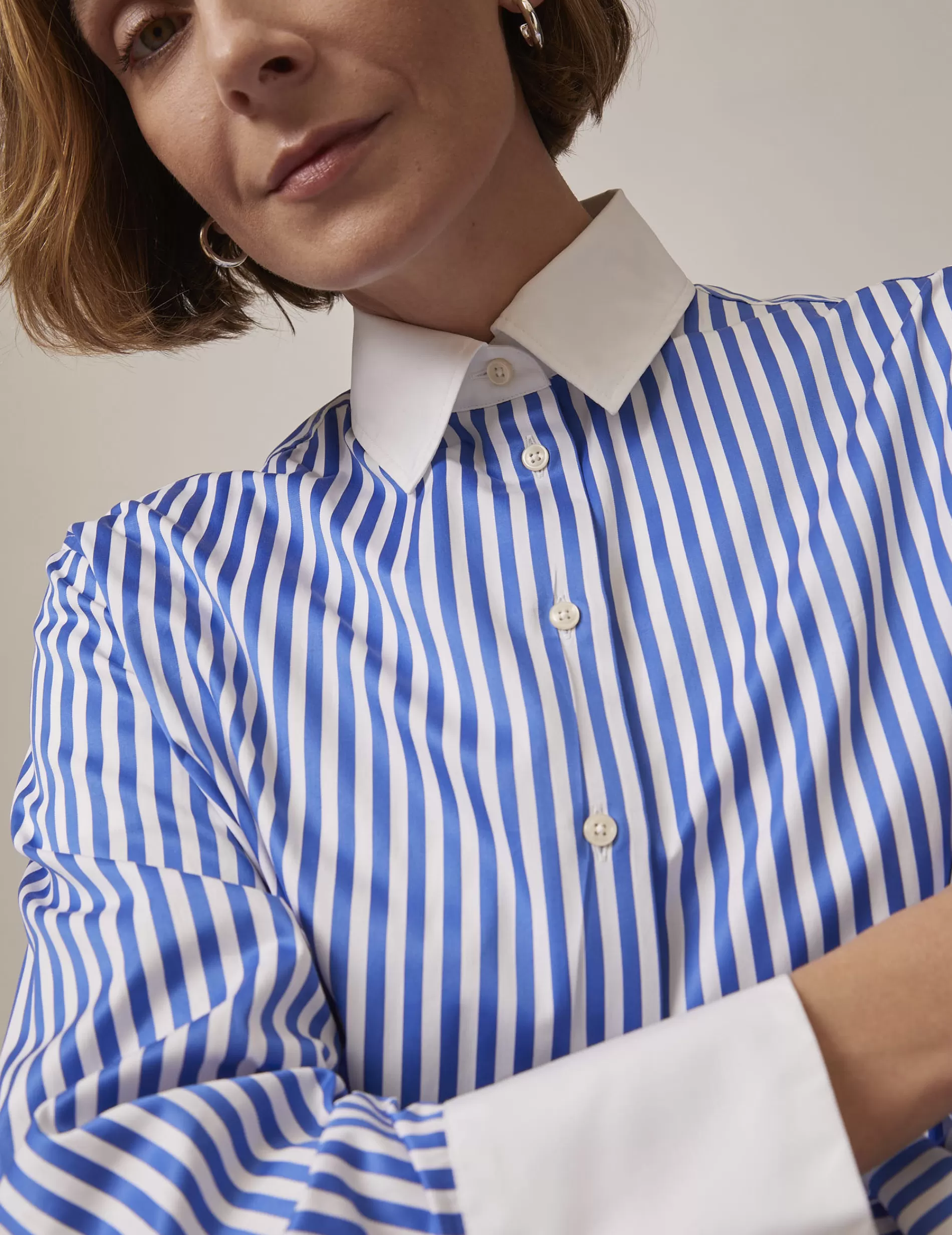Figaret Paris Colors And Patterns·Stripe Shirts | Colors And Patterns·Blue Shirts | Chemise Oversize Mathilde Rayée e Bleu