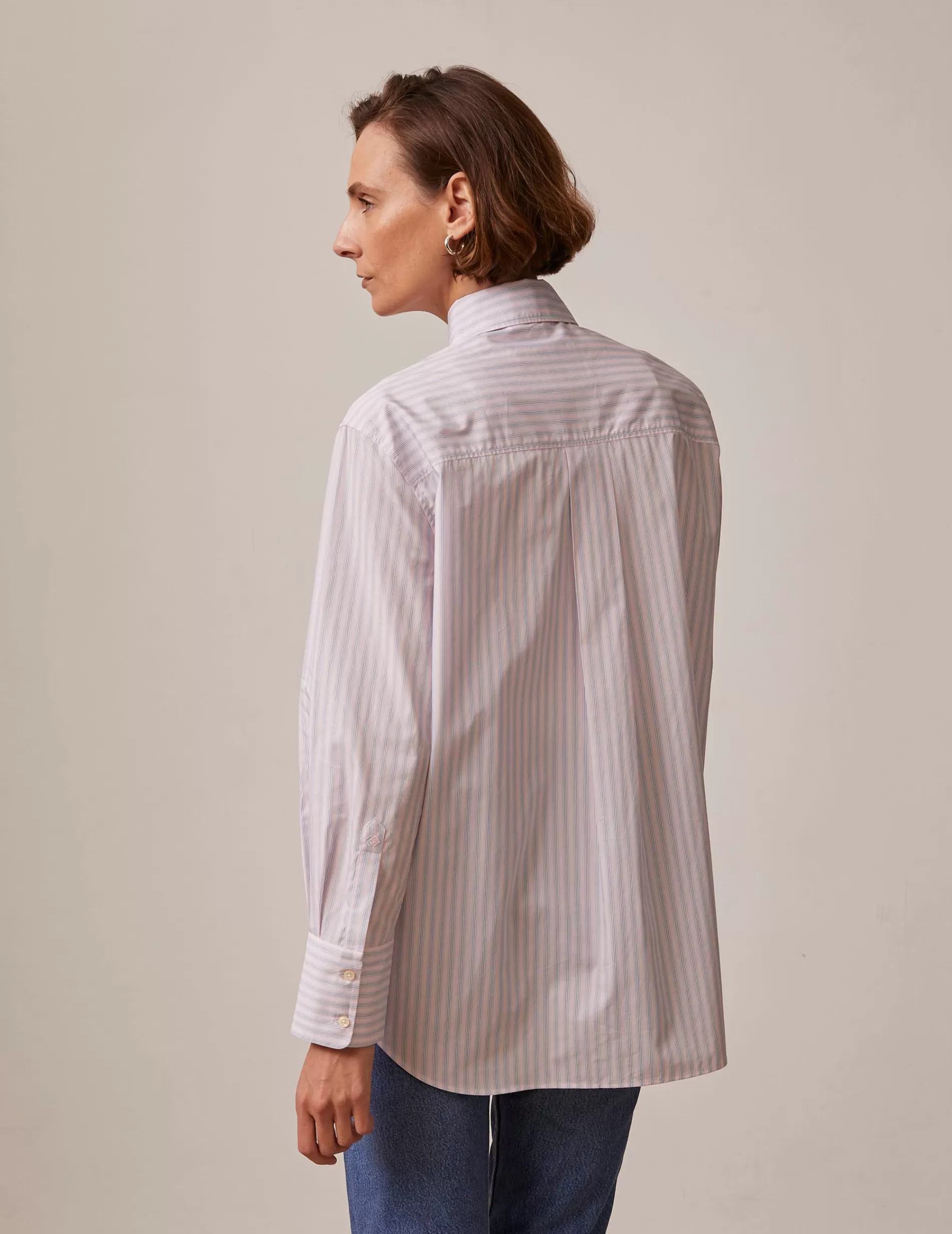 Figaret Paris Colors And Patterns·Stripe Shirts | Colors And Patterns·Pink Shirts | Chemise Oversize Mathilde Rayée Rose