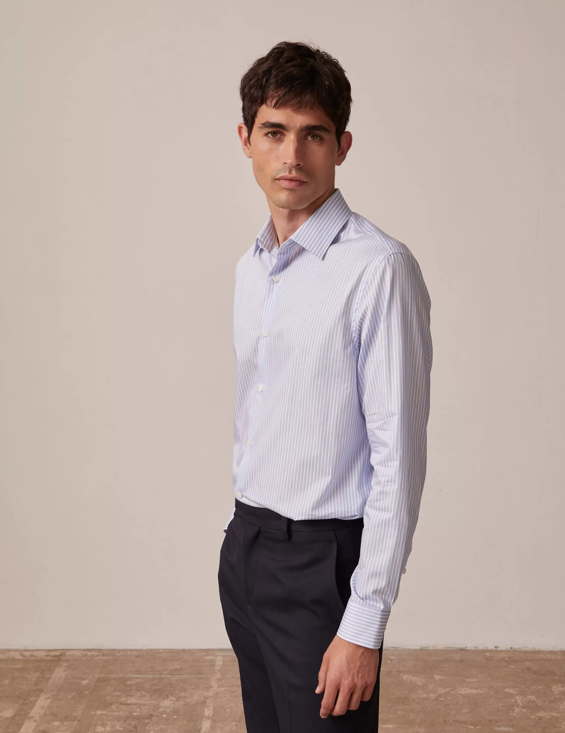 Figaret Paris Colors & Patterns·Stripe Shirts | Colors & Patterns·Blue Shirts | Chemise Semi-ajustée Bleue