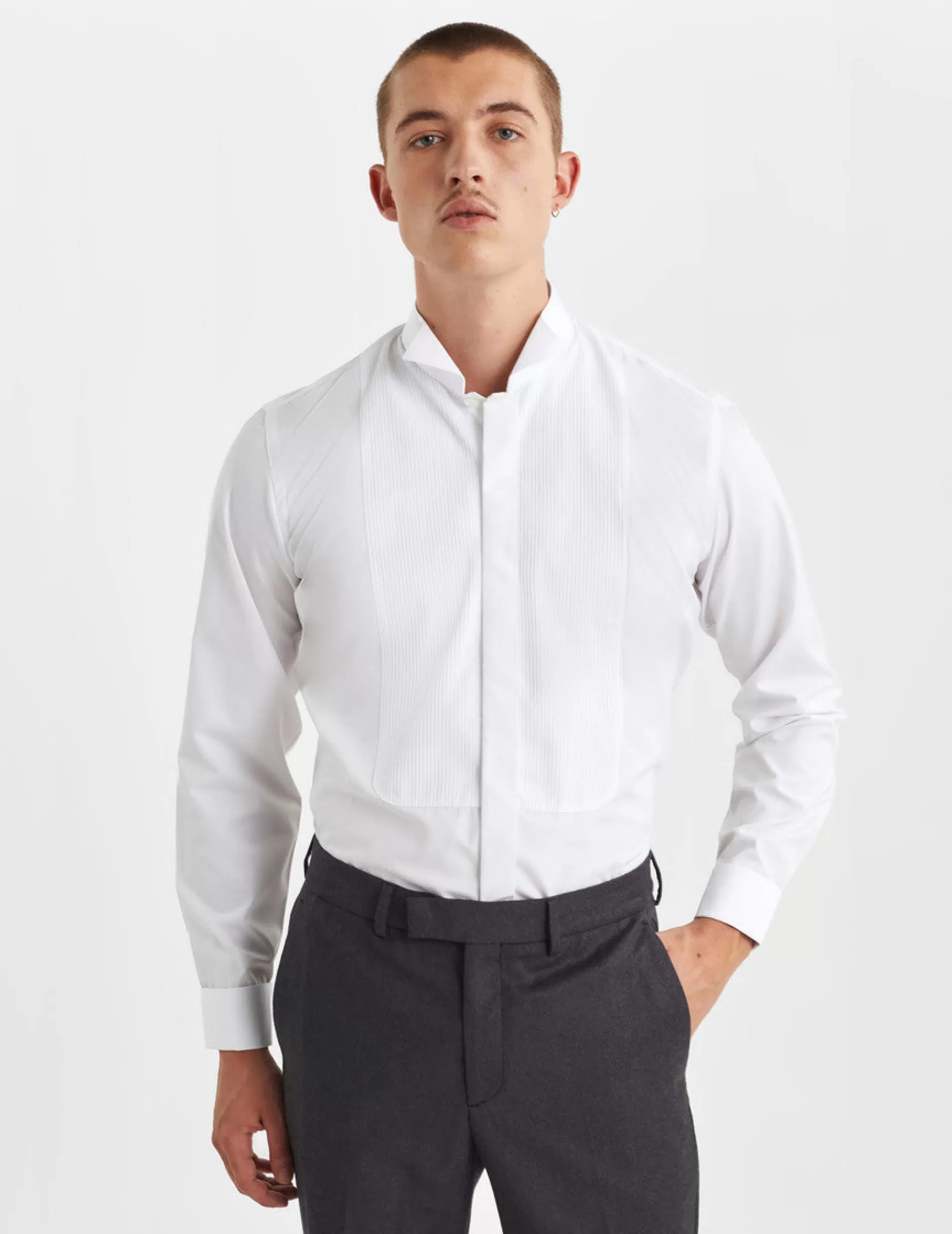 Figaret Paris Colors & Patterns·White Shirts | Styles·Ceremony Shirts | Chemise Semi-ajustée Gorge Cachée Blanche
