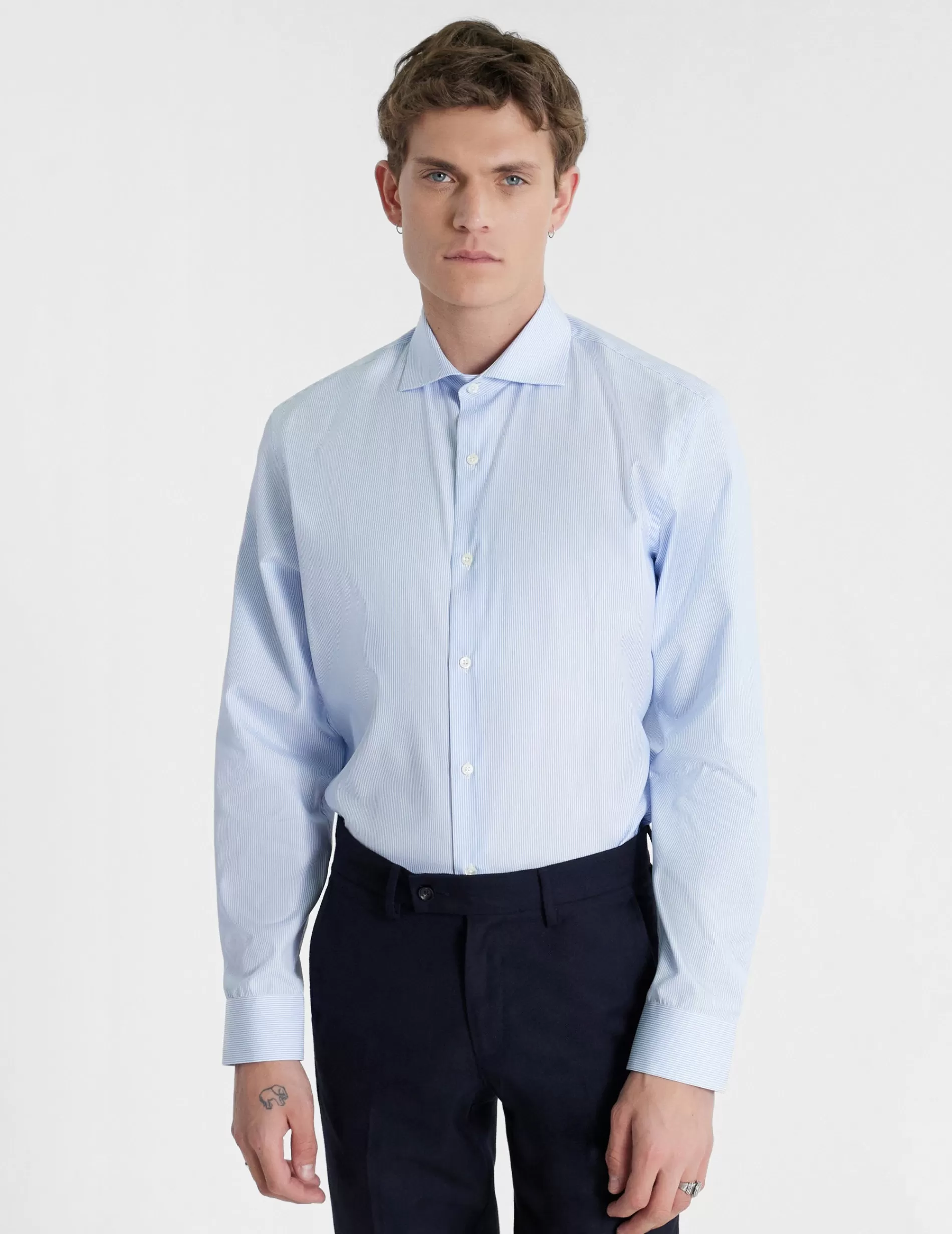 Figaret Paris Colors & Patterns·Stripe Shirts | Colors & Patterns·Blue Shirts | Chemise Semi-ajustée Rayée e Bleu