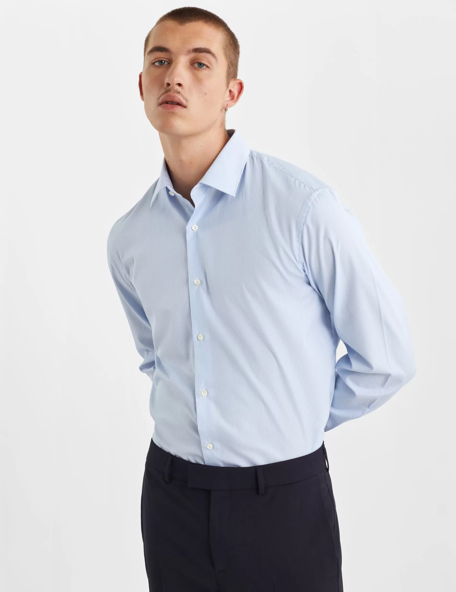 Figaret Paris Colors & Patterns·Stripe Shirts | Colors & Patterns·Blue Shirts | Chemise Semi-ajustée Rayée e Bleu