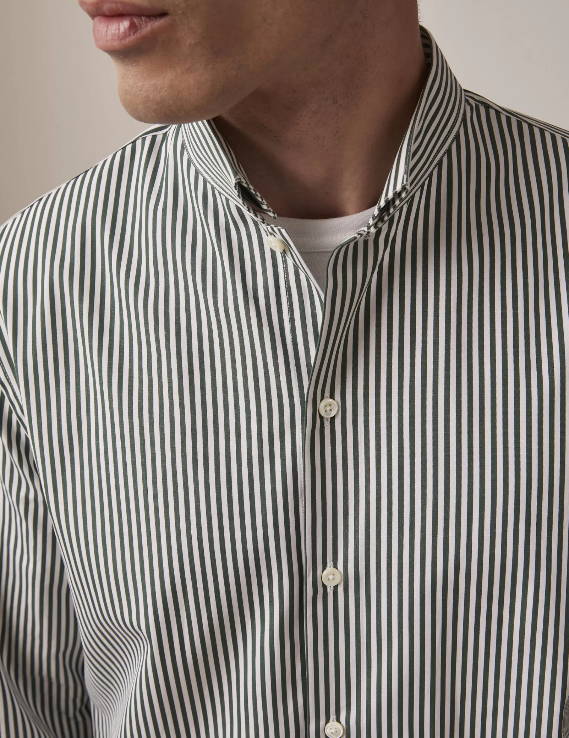 Figaret Paris Colors & Patterns·Stripe Shirts | Styles·Formal Shirts | Chemise Semi-ajustée Rayée Verte