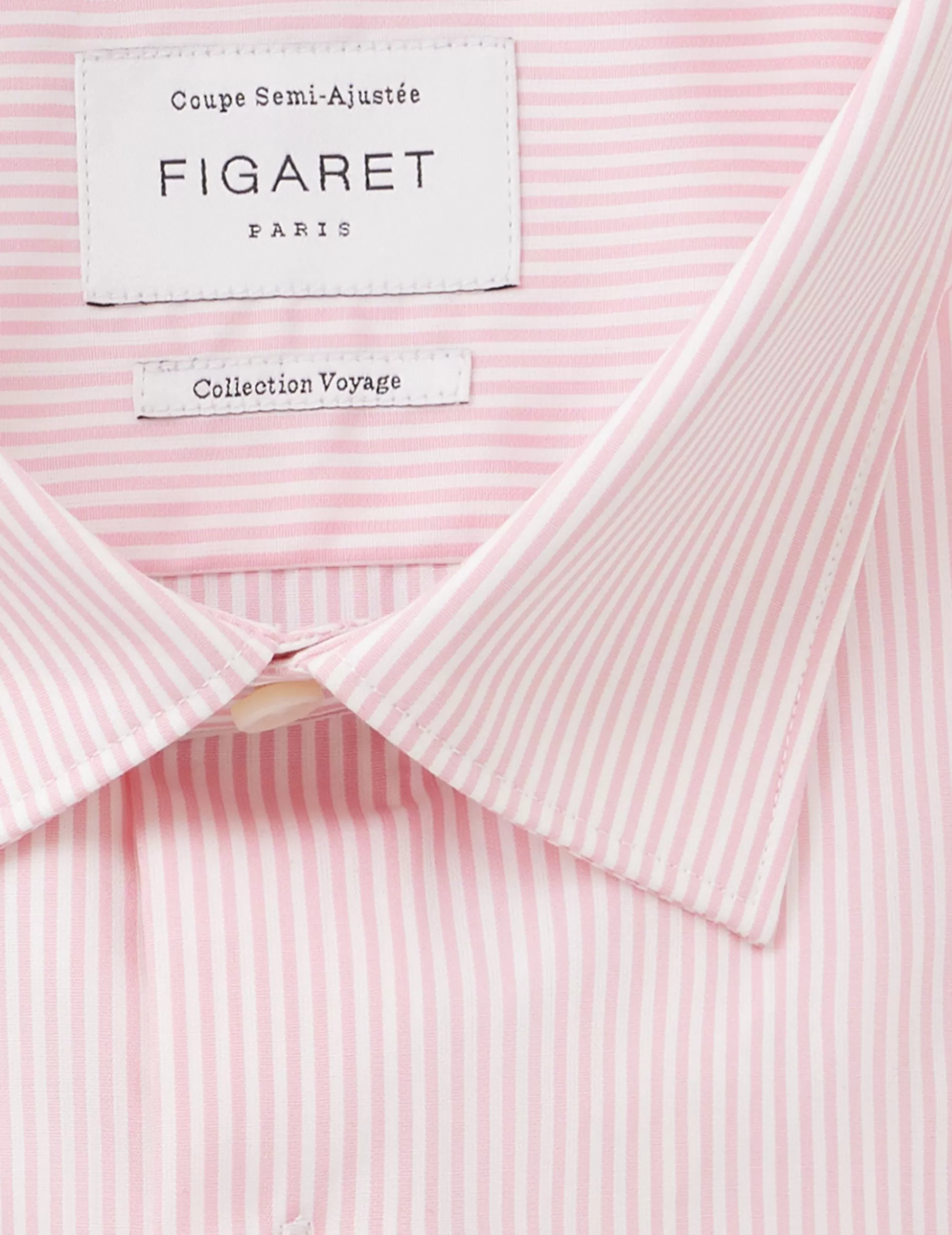 Figaret Paris Colors & Patterns·Stripe Shirts | Colors & Patterns·Pink Shirts | Chemise Semi-ajustée Voyage Rayée Rose
