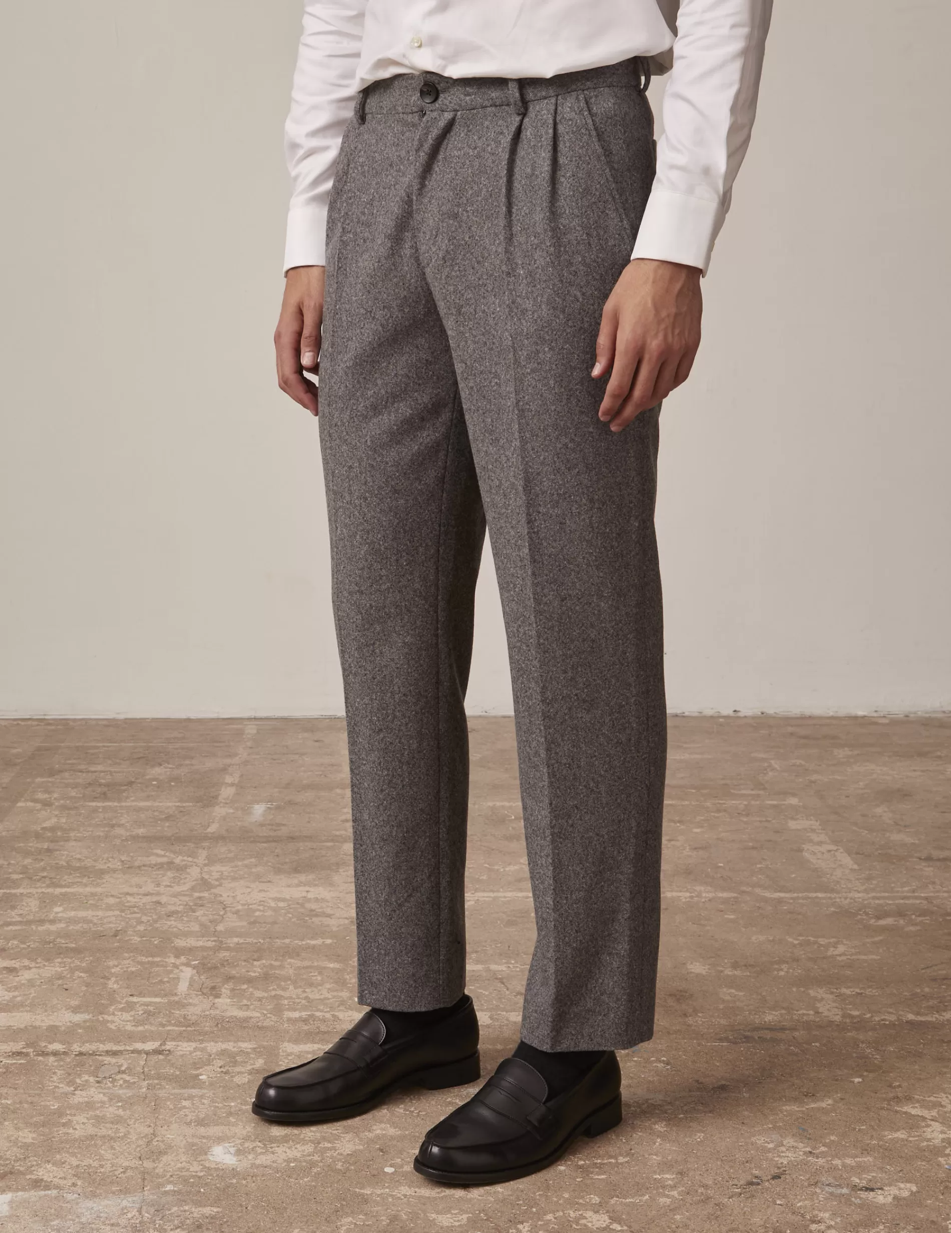 Figaret Paris Trousers | Chino Driss En Toile De Laine Gris