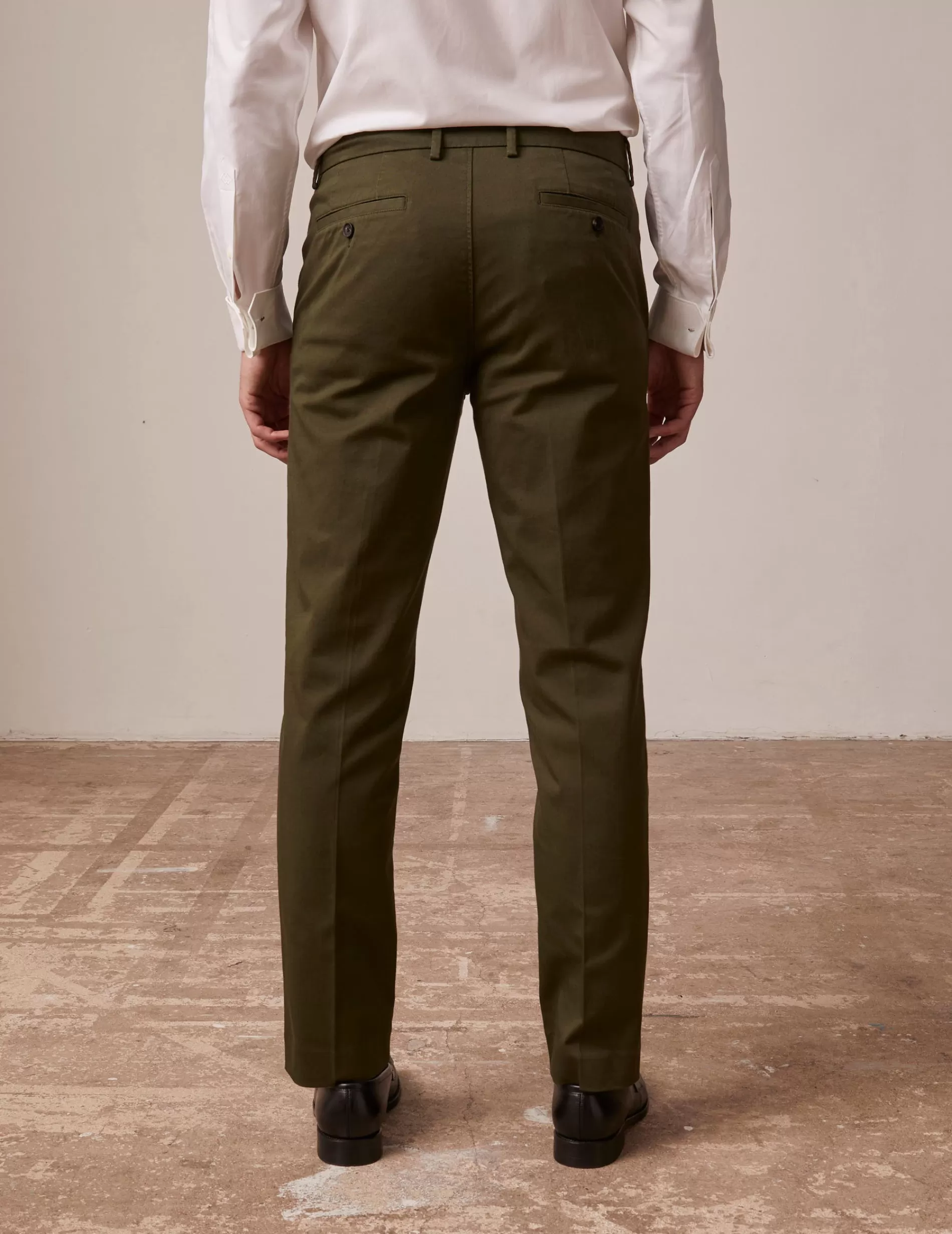 Figaret Paris Trousers | Chino Geofrey En Twill Kaki Vert