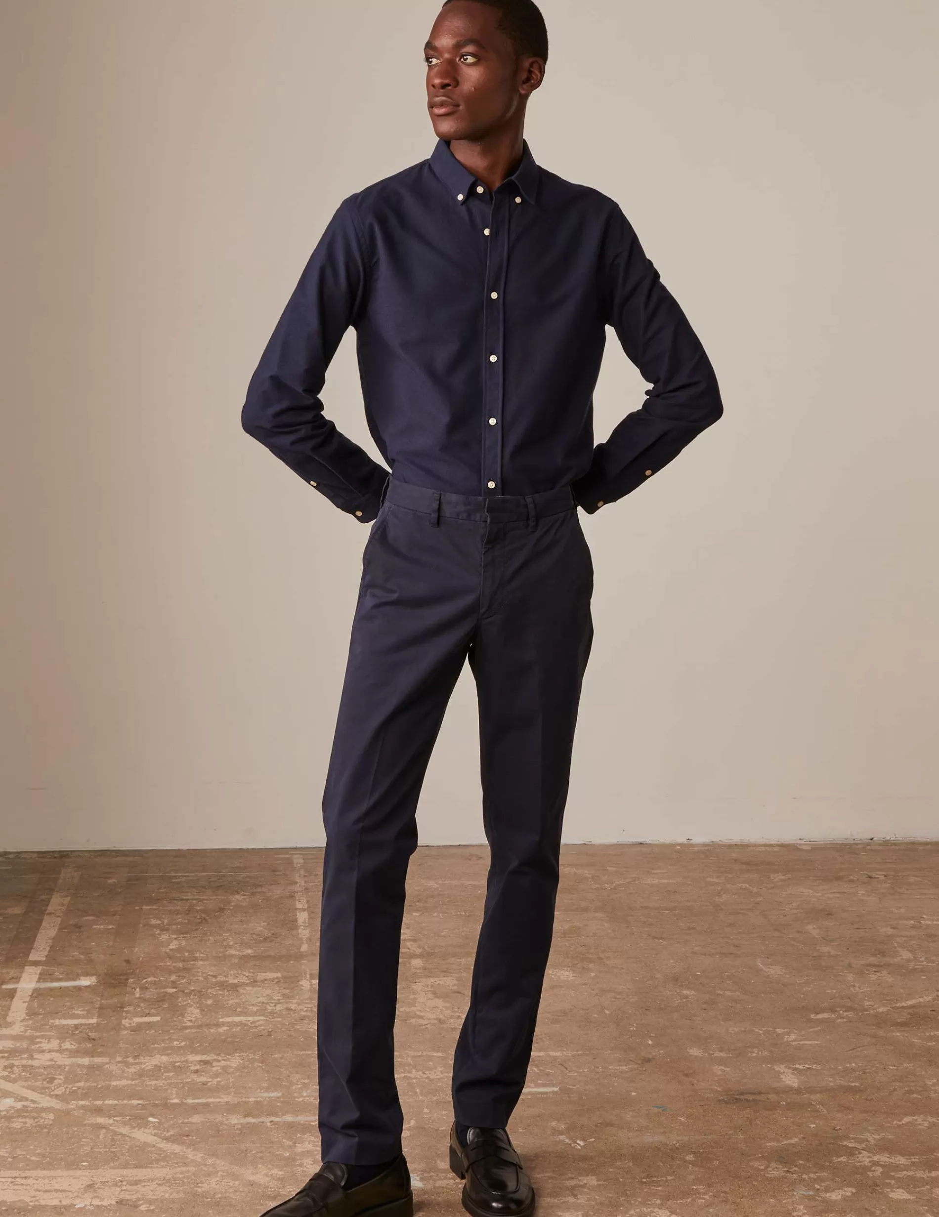 Figaret Paris Trousers | Chino Maxence En Coton Marine
