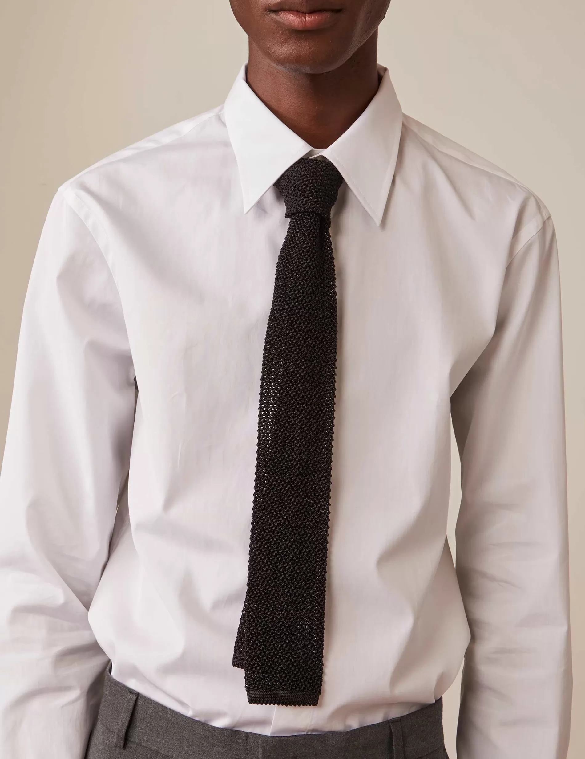 Figaret Paris Ties | Cravate En Maille De Soie Noire