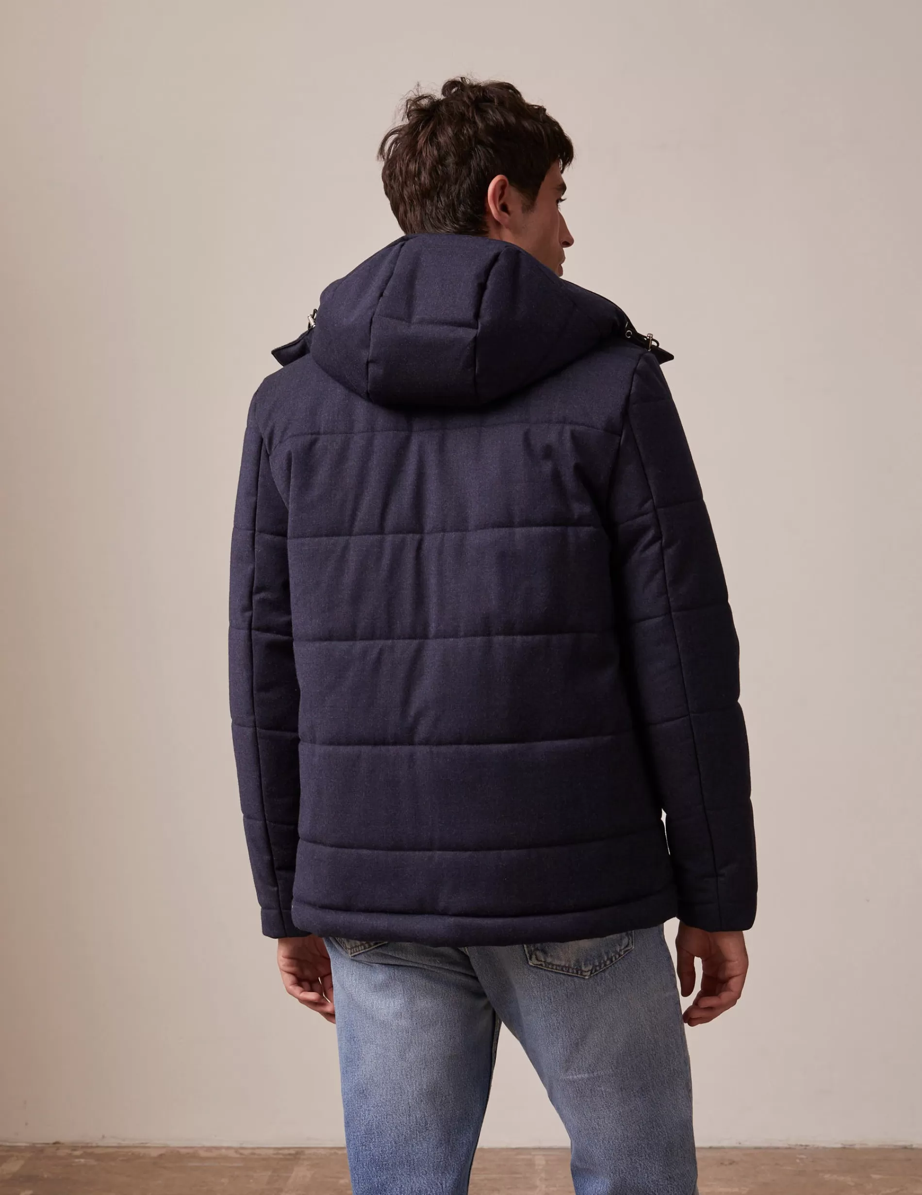 Figaret Paris Outerwear | Doudoune Isola En Flanelle Marine