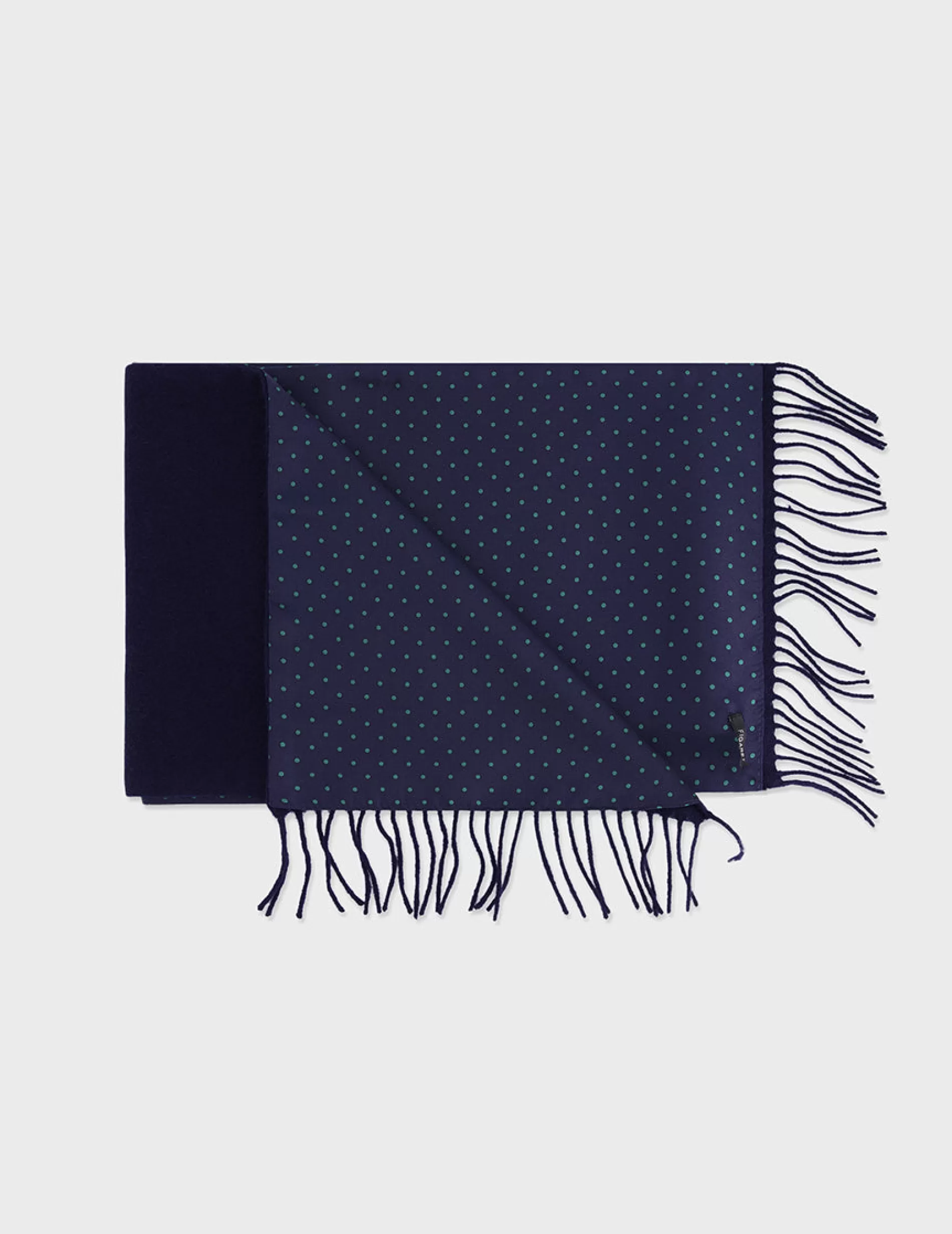 Figaret Paris Scarfs | Echarpe En Laine Et Soie à Pois Marine Et Vert