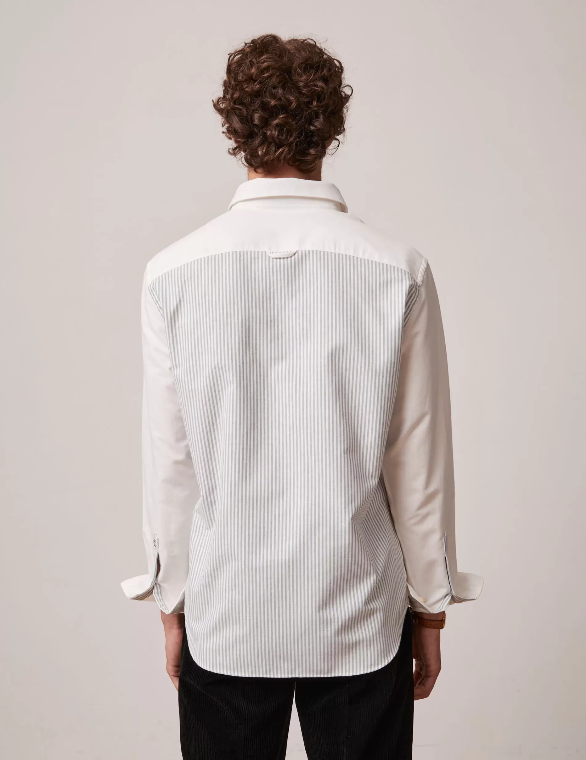 Figaret Paris Colors And Patterns·Plain Shirts | Fabrics·Cotton Shirts | Fun Shirt William écru Rayé Vert