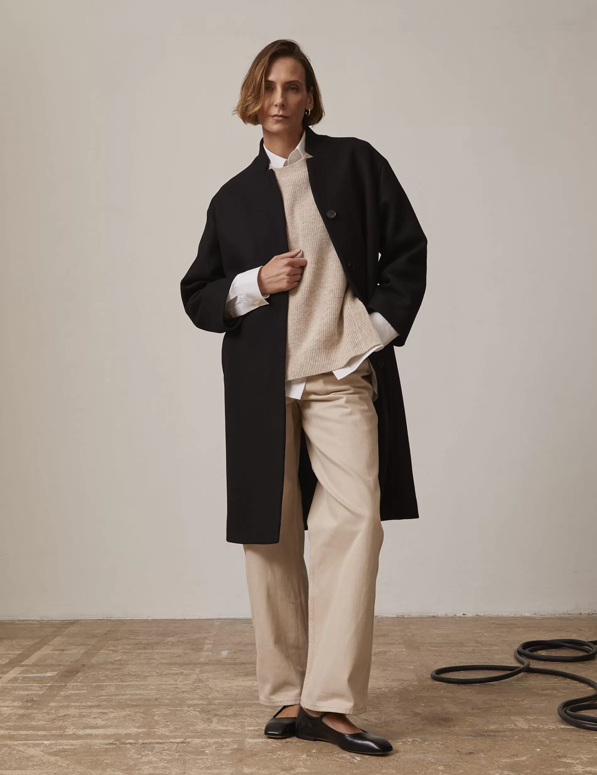 Figaret Paris Ready To Wear | Manteau Isabela En Drap De Laine Noir