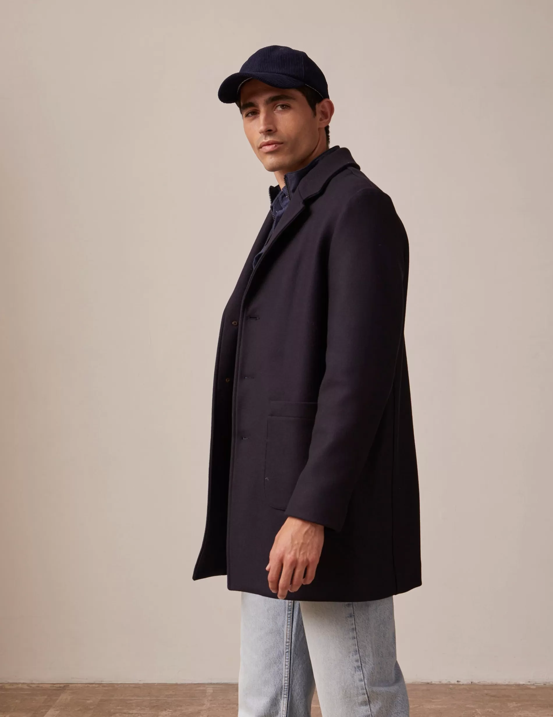 Figaret Paris Outerwear | Manteau Ivain En Drap De Laine Marine