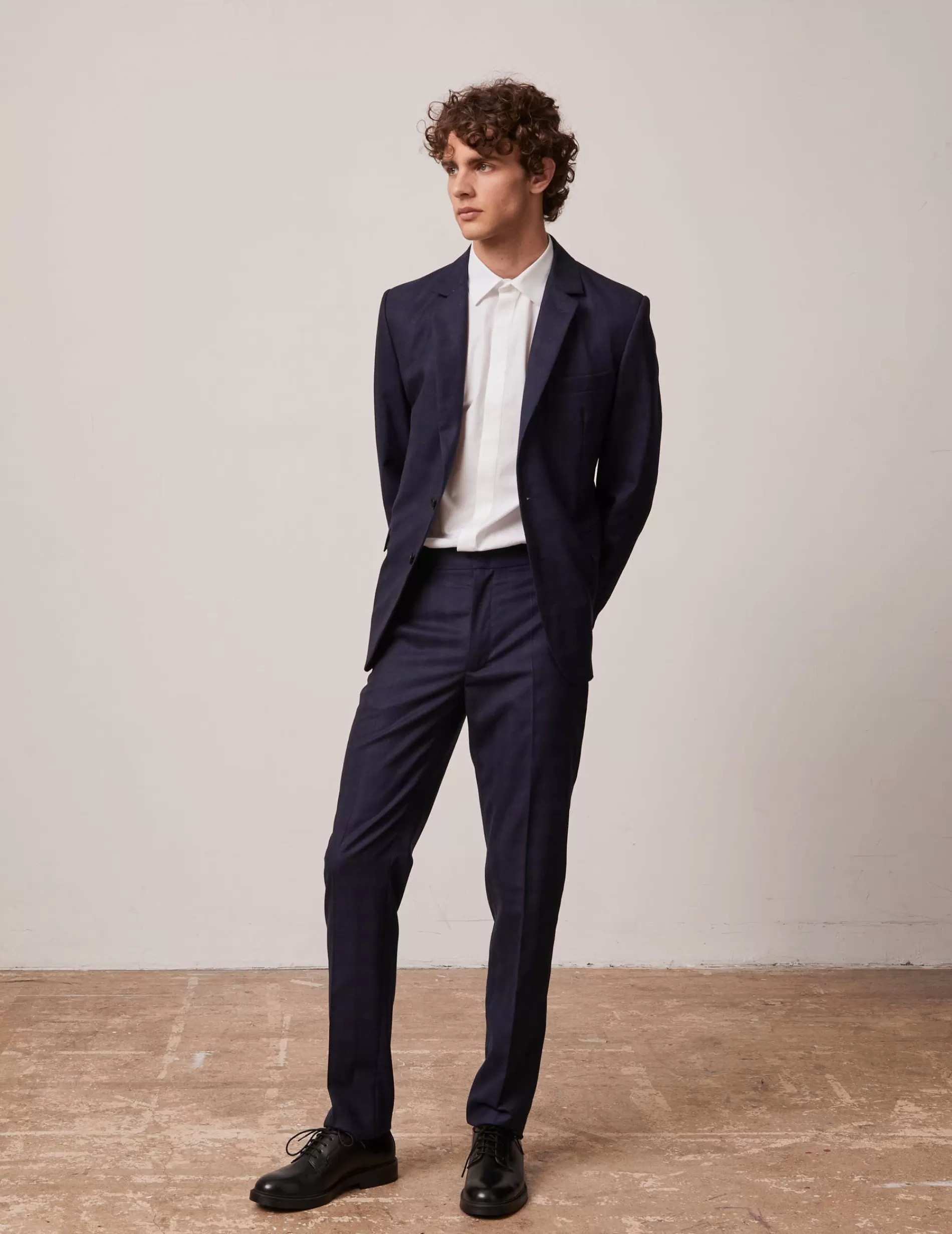 Figaret Paris Suits | Trousers | Pantalon De Costume Greyson En Toile De Laine à Carreaux Bleu Marine