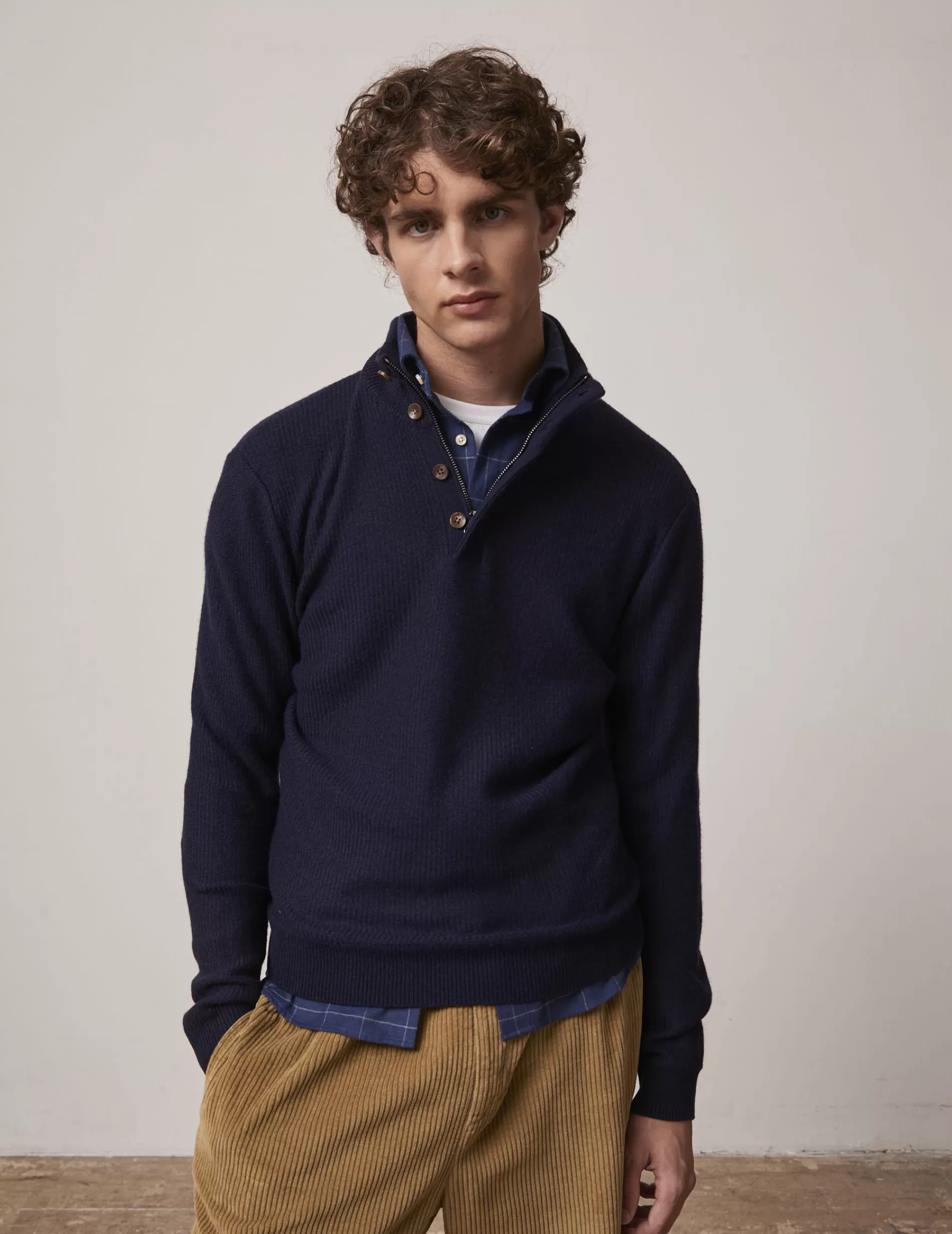Figaret Paris Sweaters | Pull Chris En Cachemire Et Laine Bleu Marine