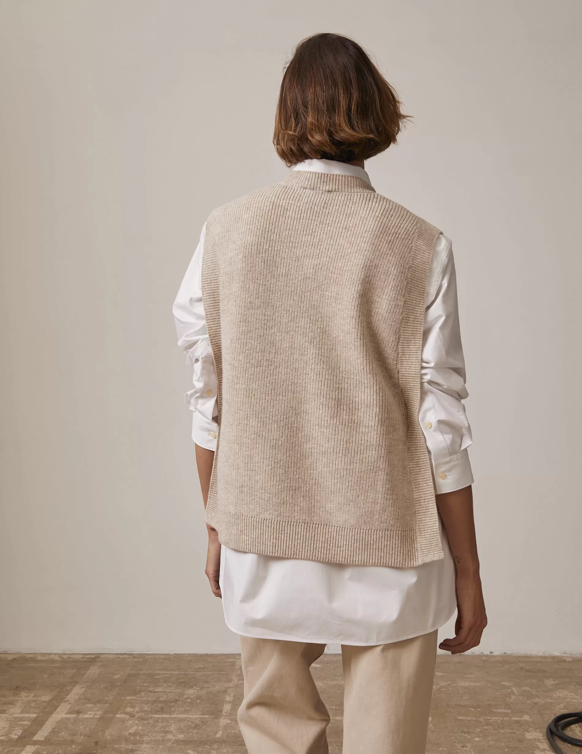 Figaret Paris Ready To Wear | Pull Sans Manches Ilonna En Cachemire Et Laine Beige