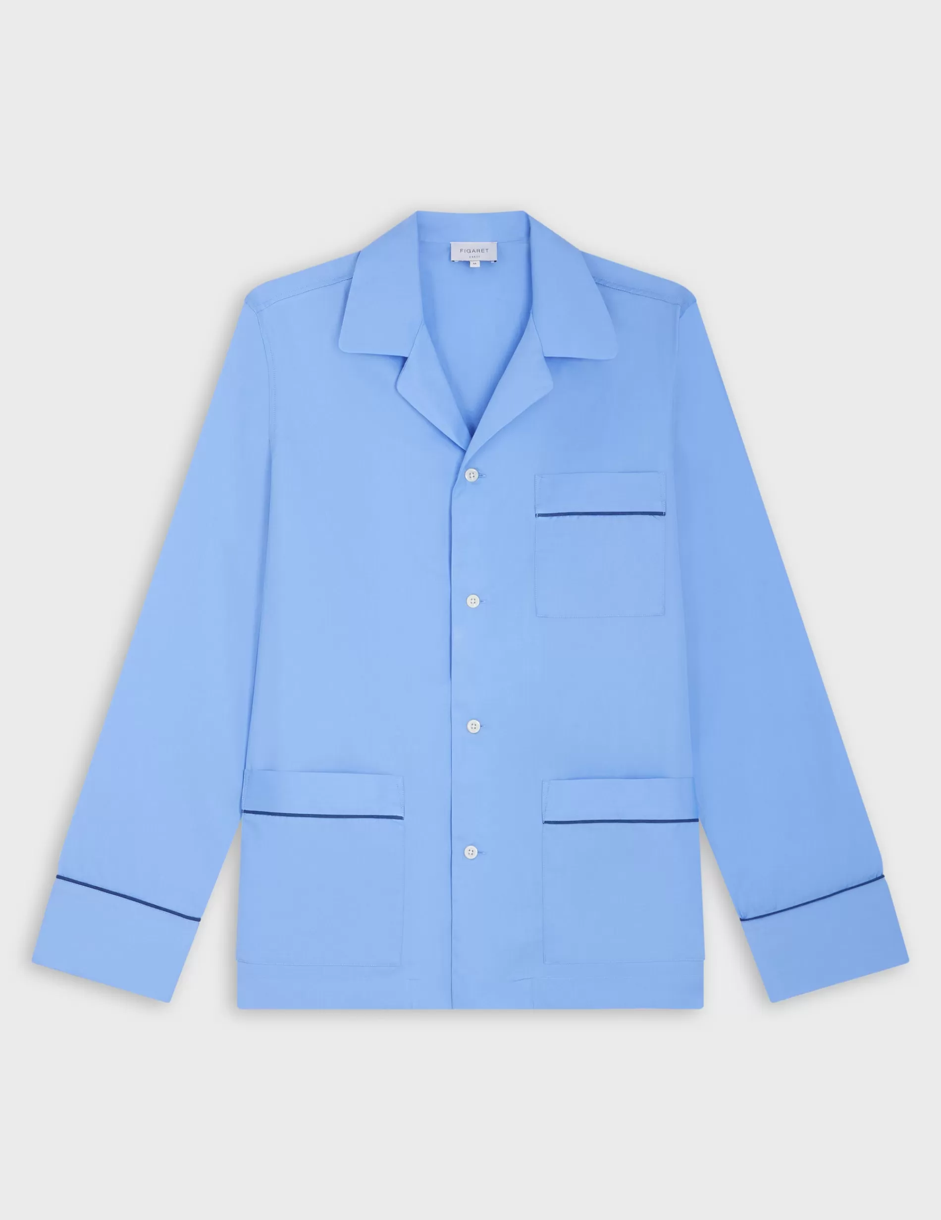 Figaret Paris Pyjamas | Pyjama Louis En Popeline Bleu