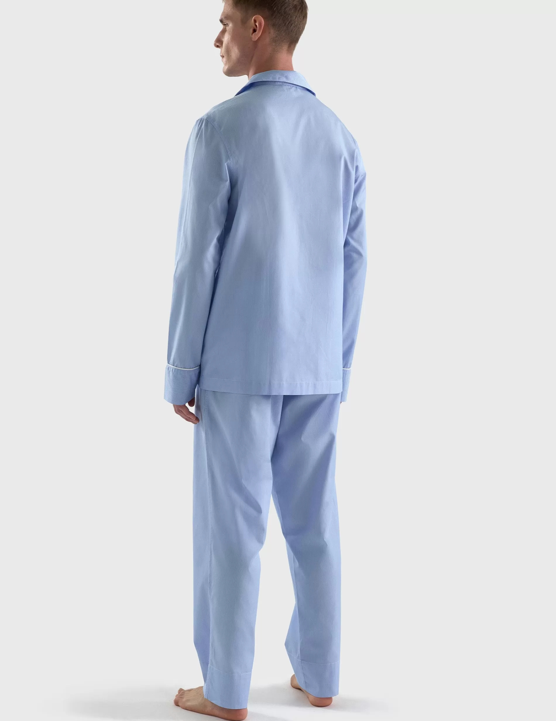 Figaret Paris Pyjamas | Pyjama Louis En Popeline Rayée Bleue