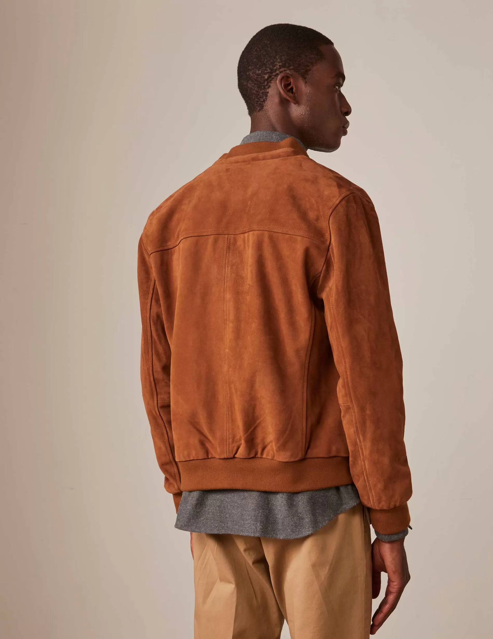 Figaret Paris Outerwear | Teddy Léo En Suède Camel Marron