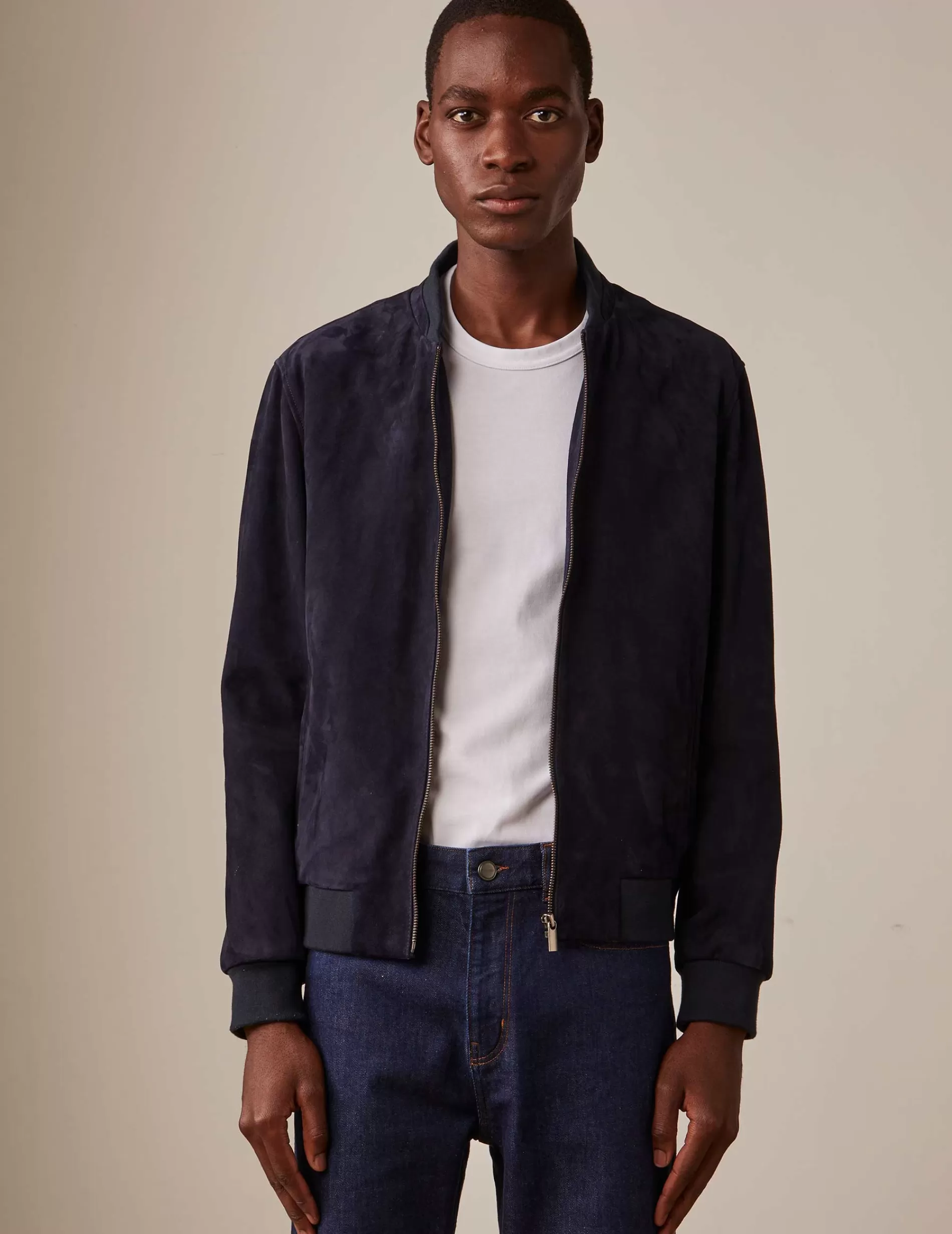 Figaret Paris Outerwear | Teddy Léo En Suède Marine