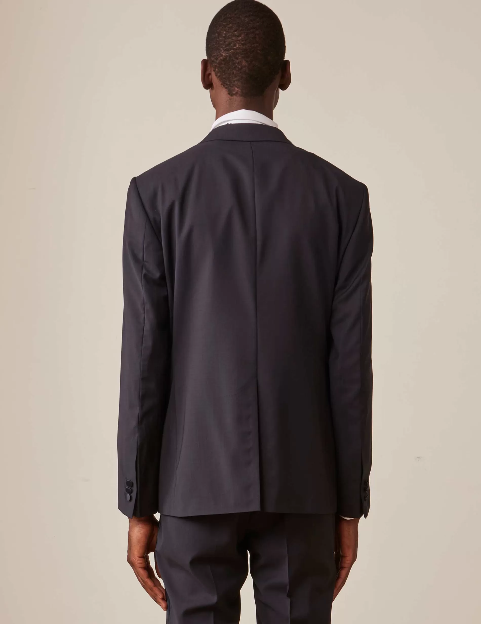 Figaret Paris Suits | Veste De Smoking Franck En Toile De Laine Bleu Nuit