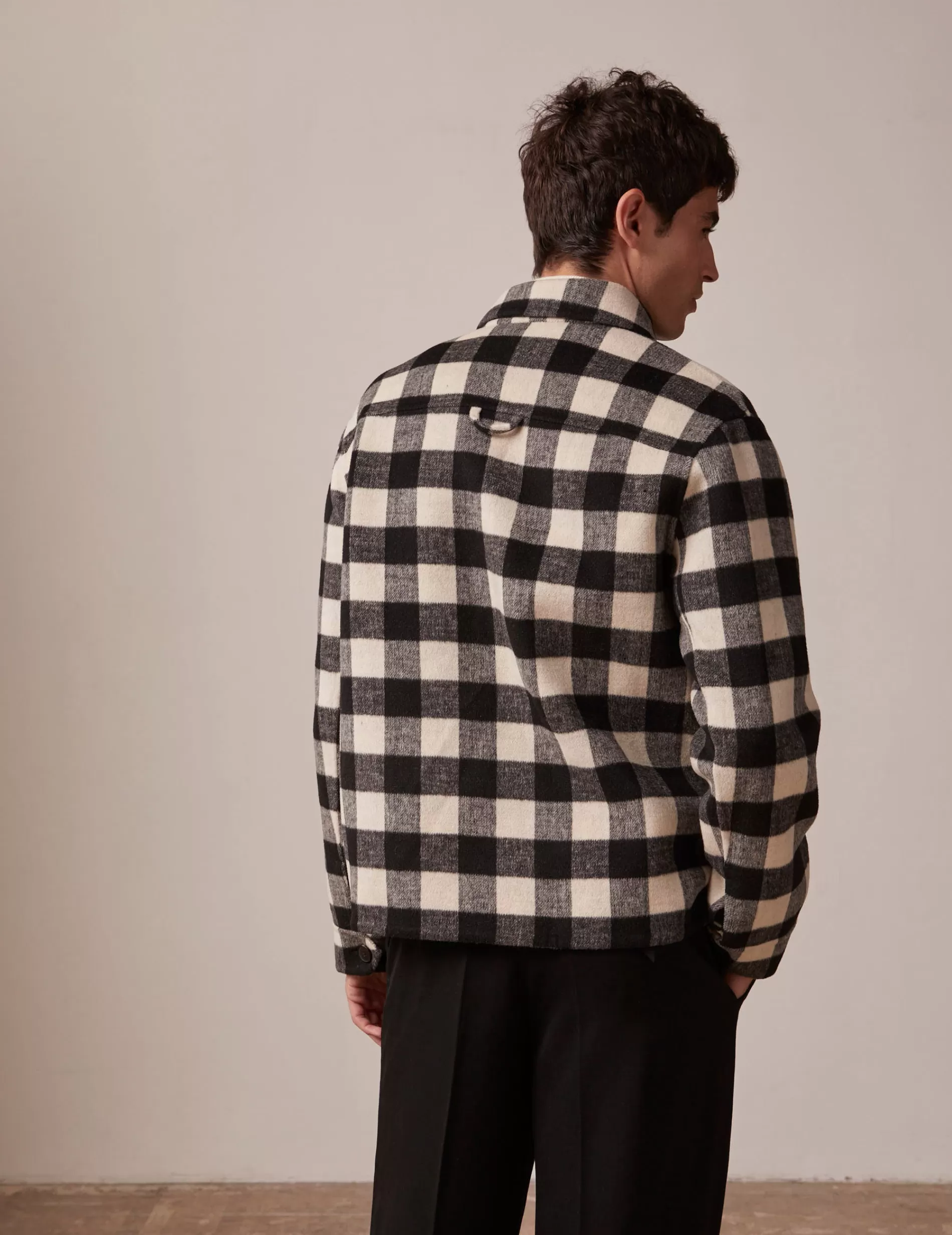 Figaret Paris Outerwear | Veste Inoa En Laine à Carreaux s Noir
