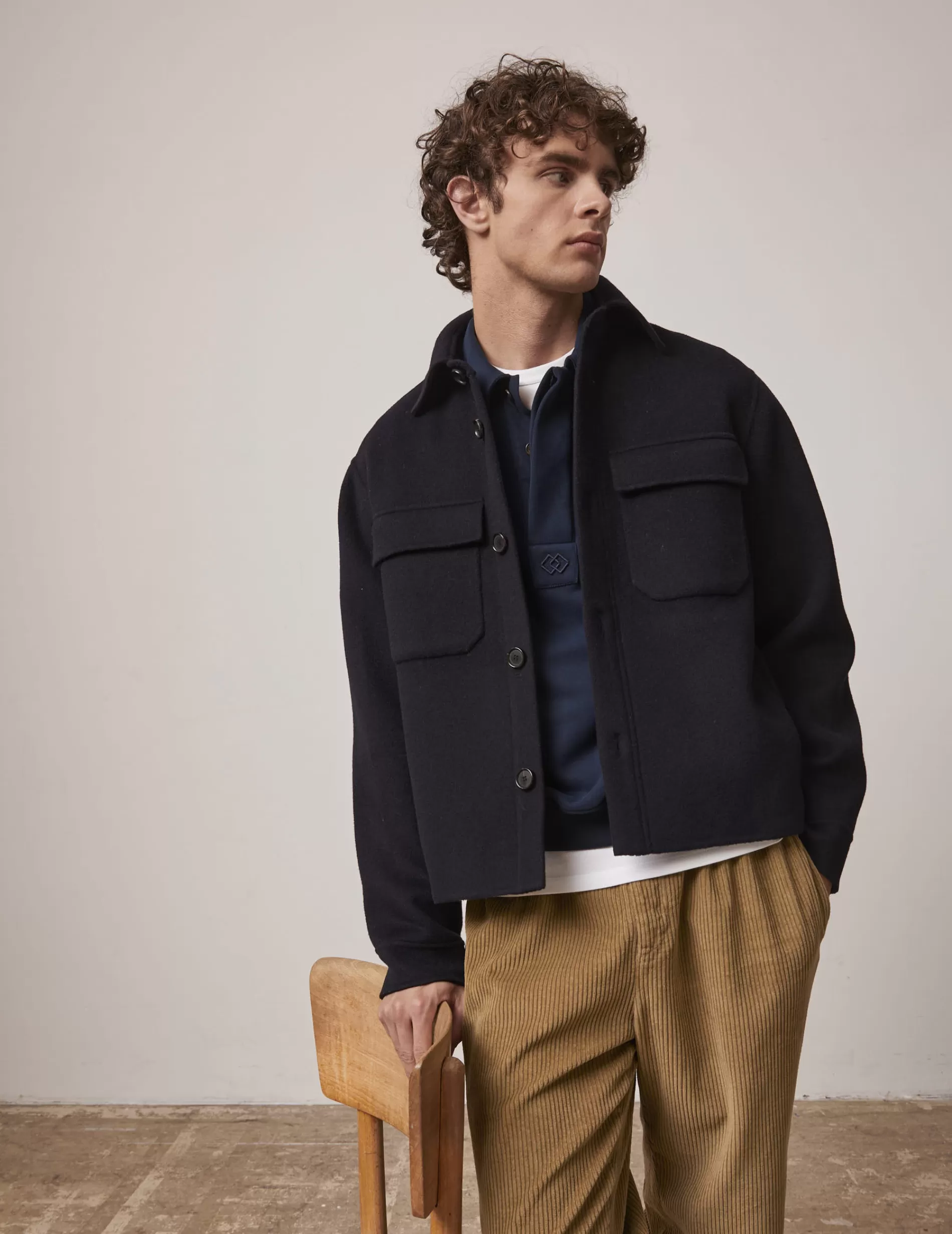 Figaret Paris Outerwear | Veste Inoa En Laine Bleu Marine