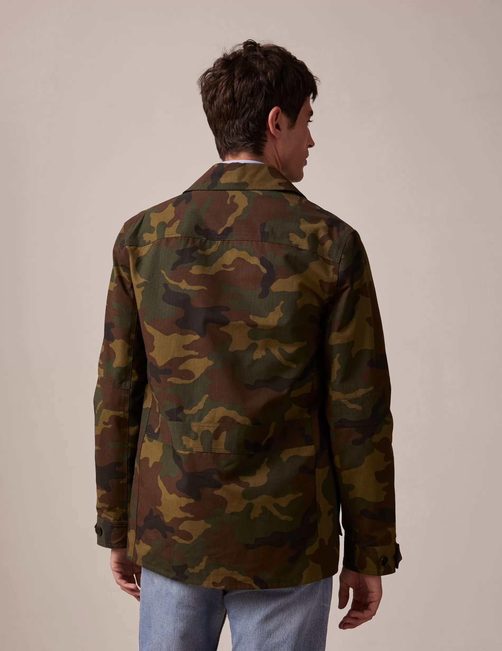 Figaret Paris Outerwear | Veste Isao En Ripstop Imprimé Kaki