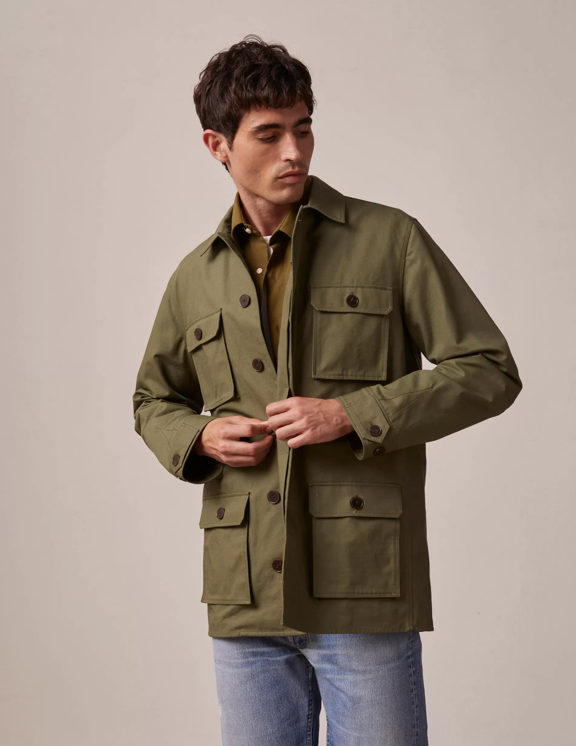 Figaret Paris Outerwear | Veste Isao En Ripstop Kaki